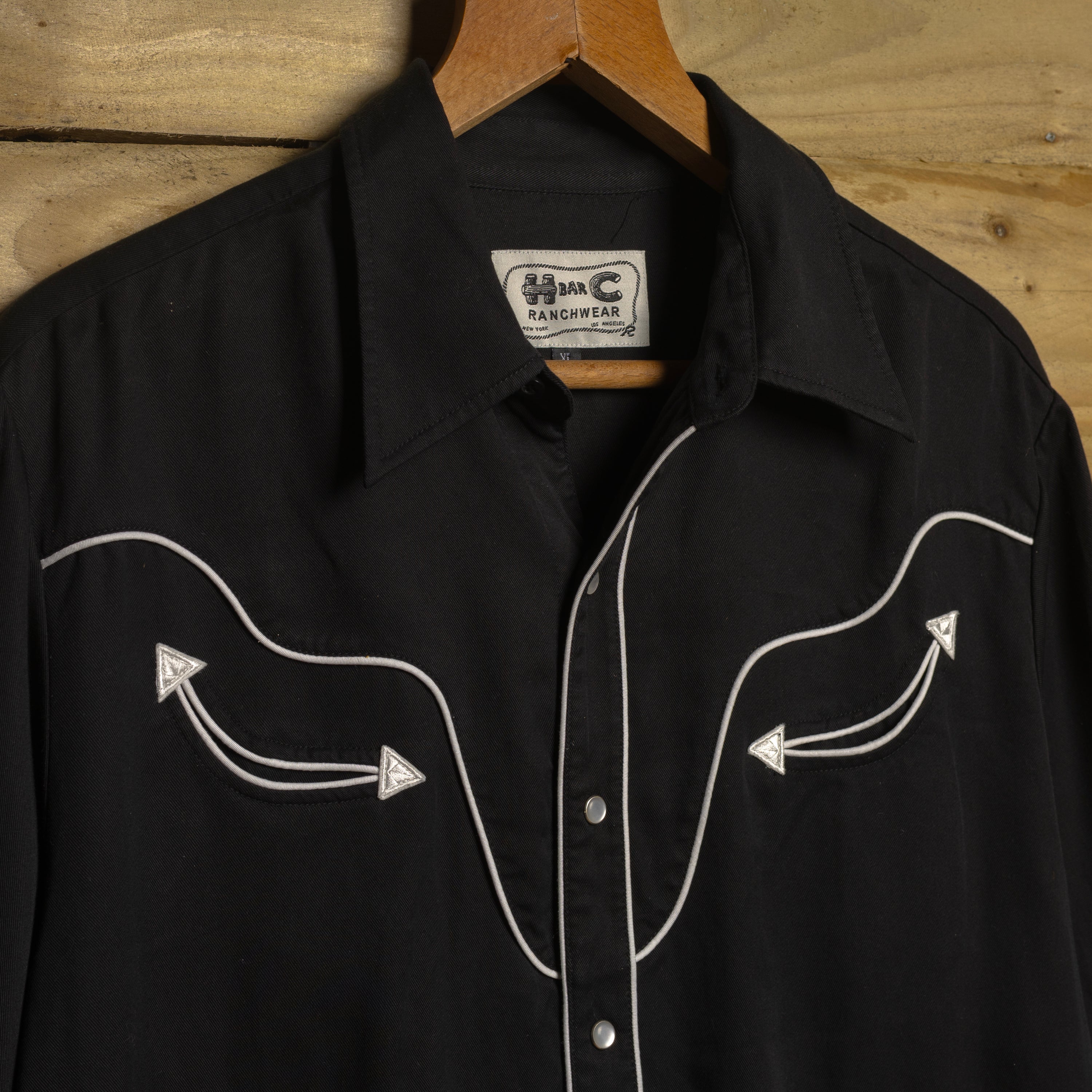 Vintage H Bar C California Ranchwear Men's Black Tencel Western Shirt with Pearl Snaps XL