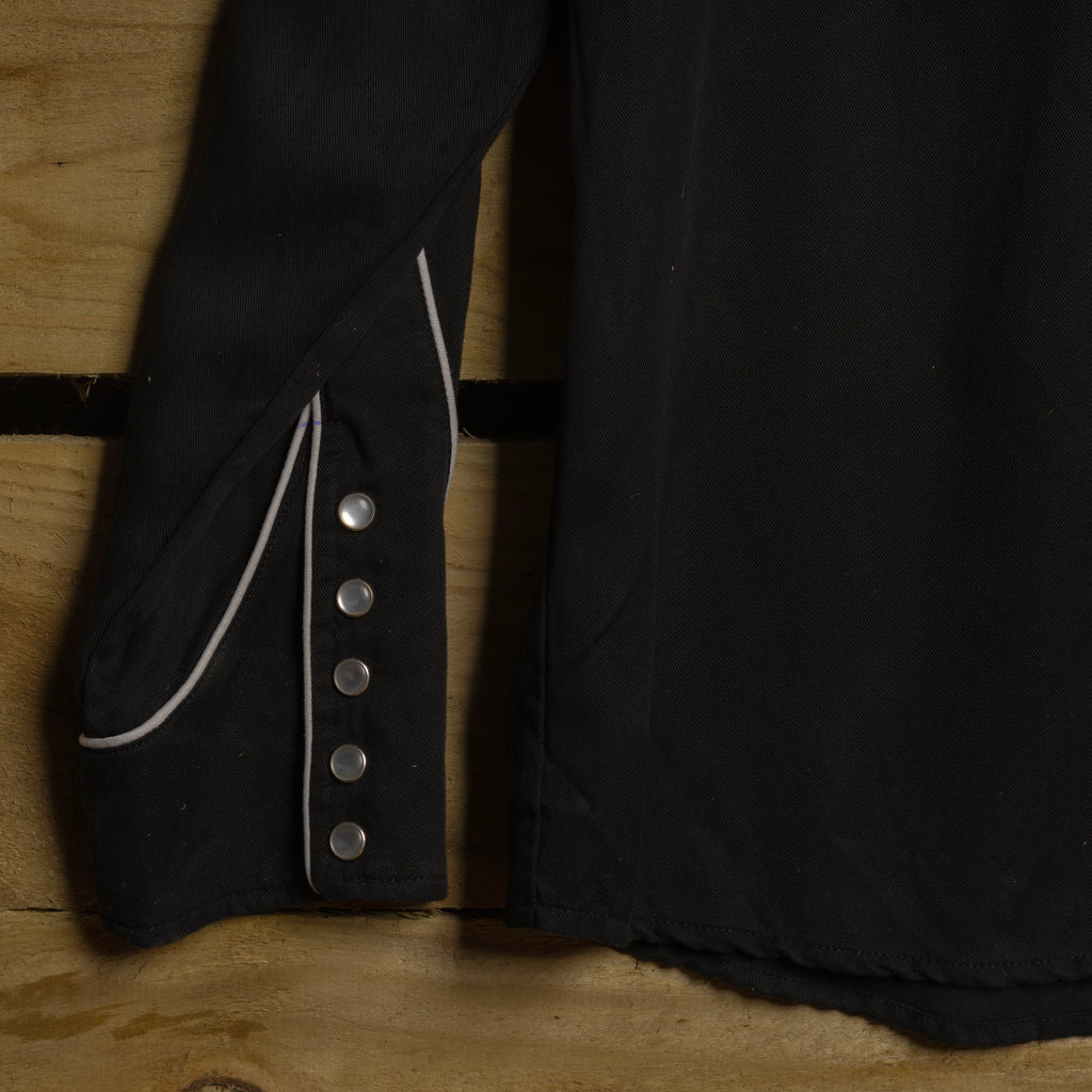 Vintage H Bar C California Ranchwear Men's Black Tencel Western Shirt with Pearl Snaps XL