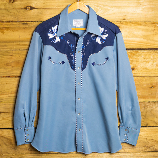 Vintage H Bar C California Ranchwear Embroidered Pearl Snap Rodeo