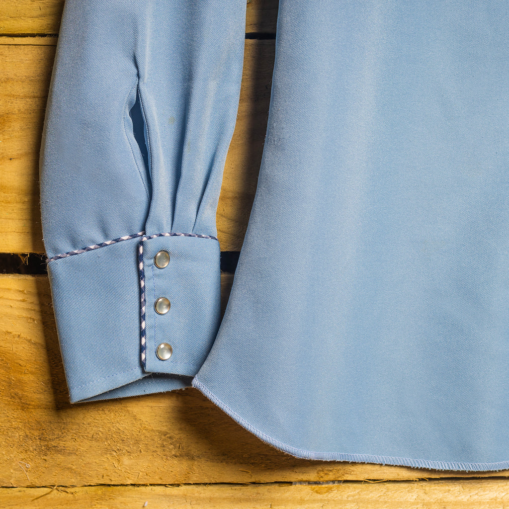 Vintage H Bar C California Ranchwear Blue Embroidered Pearl Snap Rodeo Shirt – Size L