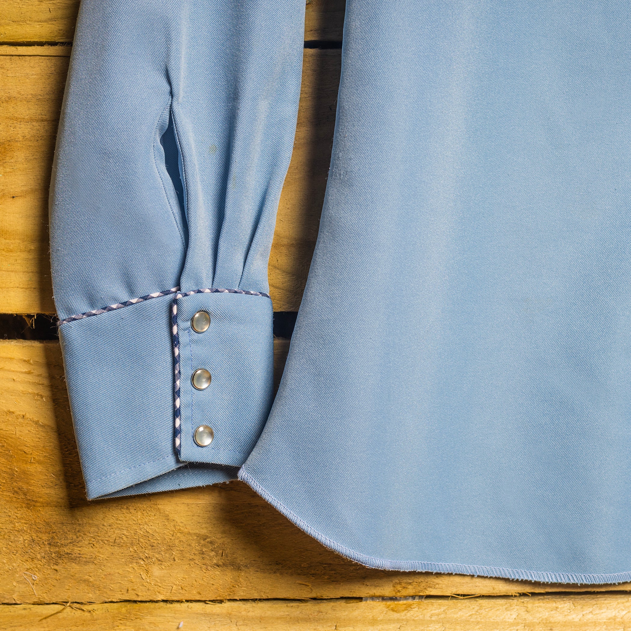 Vintage H Bar C California Ranchwear Blue Embroidered Pearl Snap Rodeo Shirt – Size L