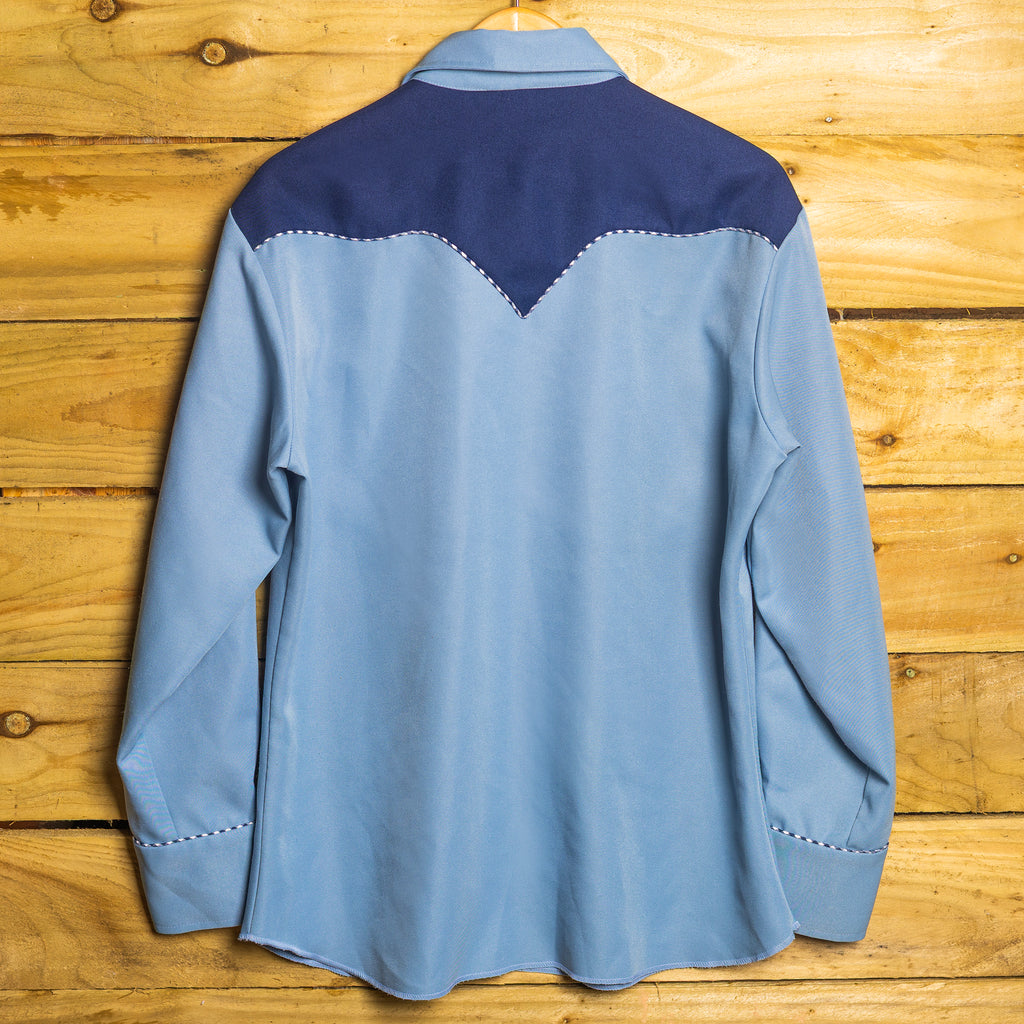 Vintage H Bar C California Ranchwear Blue Embroidered Pearl Snap Rodeo Shirt – Size L