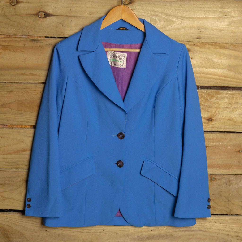 1970s Vintage H Bar C California Ranchwear Blue Western Blazer Jacket XS 6-8