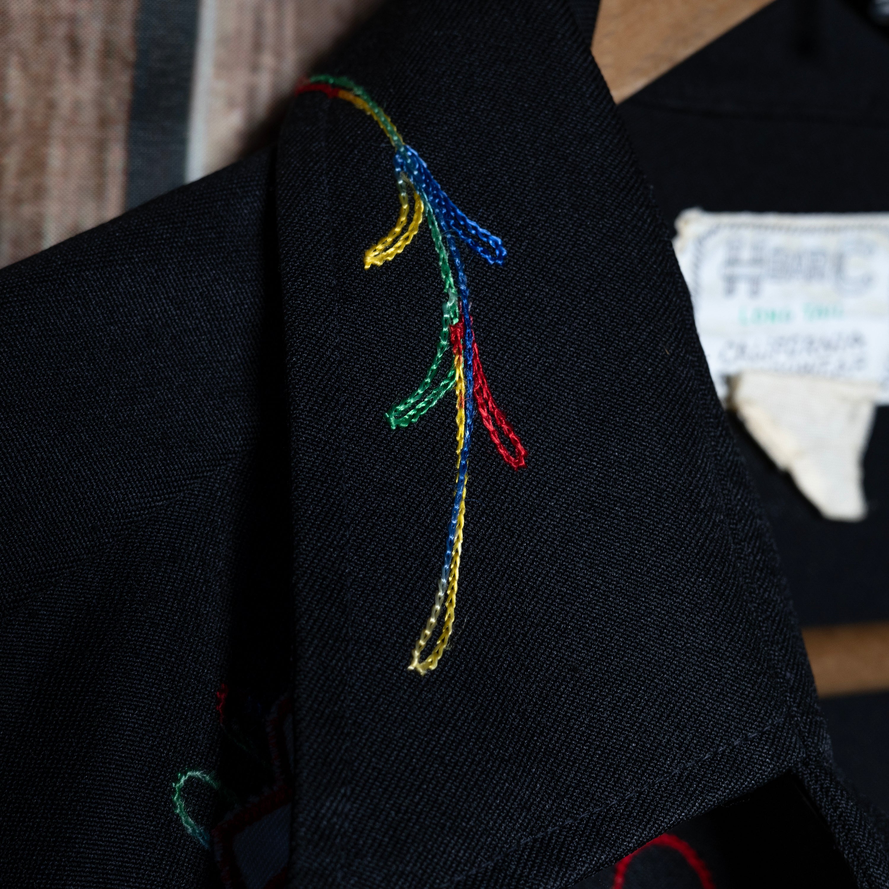 Vintage 1970s H Bar C California Ranchwear Black Royal Flush Cowboy Shirt XL