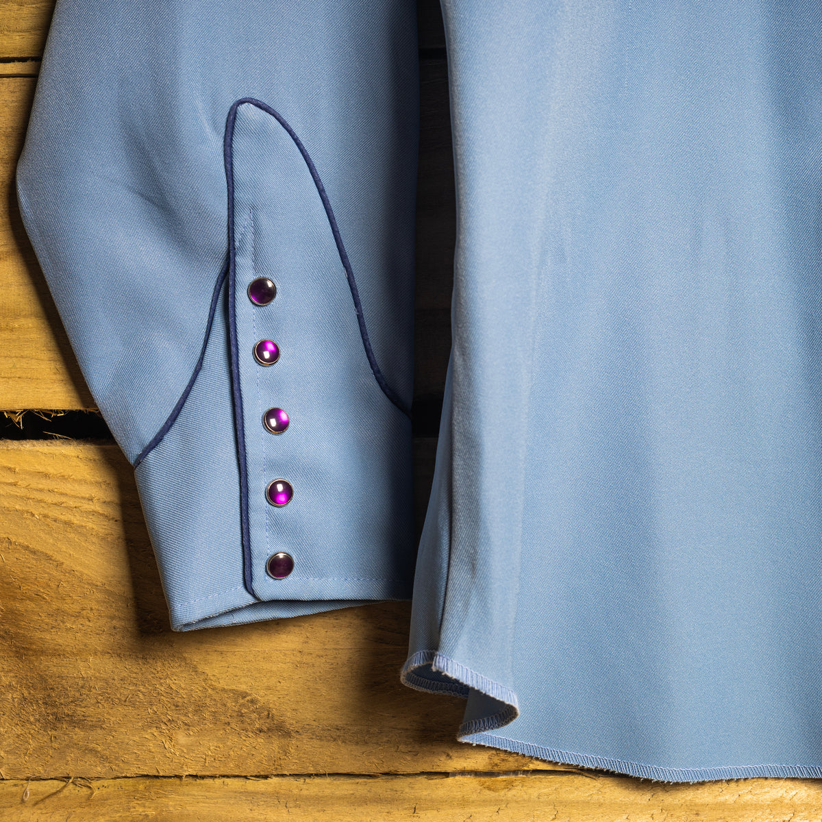 Vintage H Bar C Blue & Navy Embroidered Pearl Snap Western Shirt – L