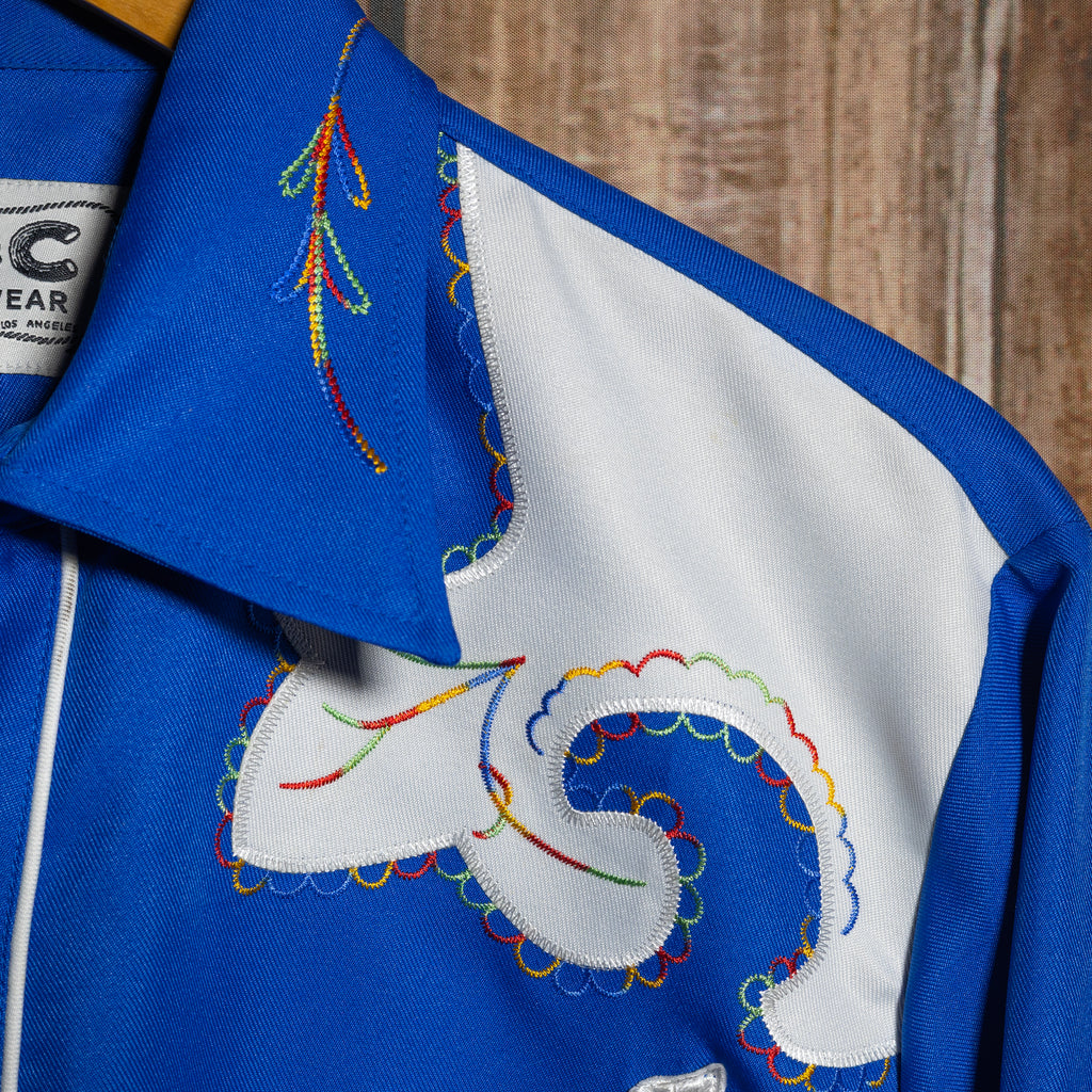 H Bar C California Ranchwear Blue Embroidered Western Shirt L