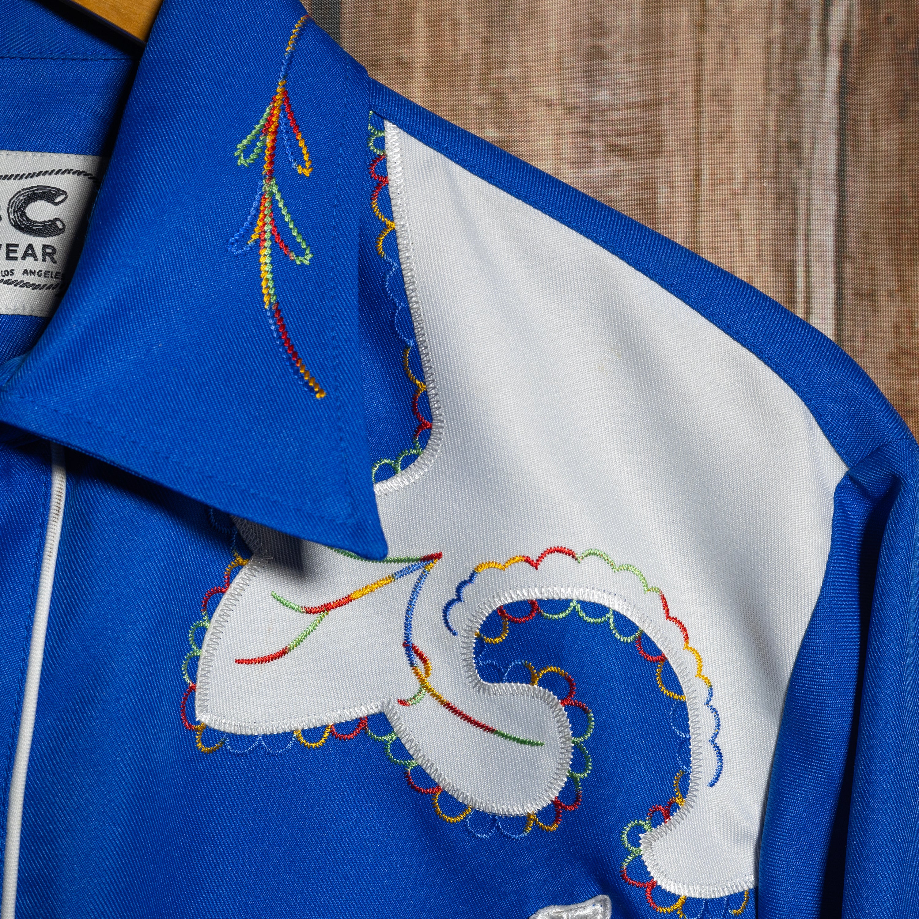 H Bar C California Ranchwear Blue Embroidered Western Shirt L