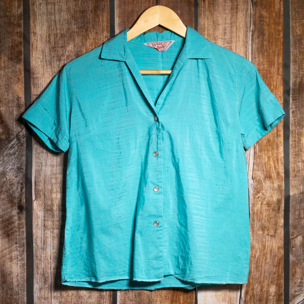 Vintage H Bar C Ranchwear Turquoise Western Blouse S/8