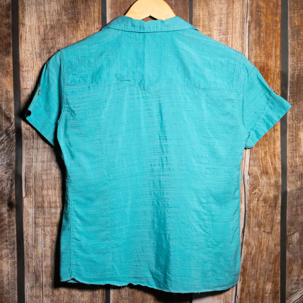 Vintage H Bar C Ranchwear Turquoise Western Blouse S/8