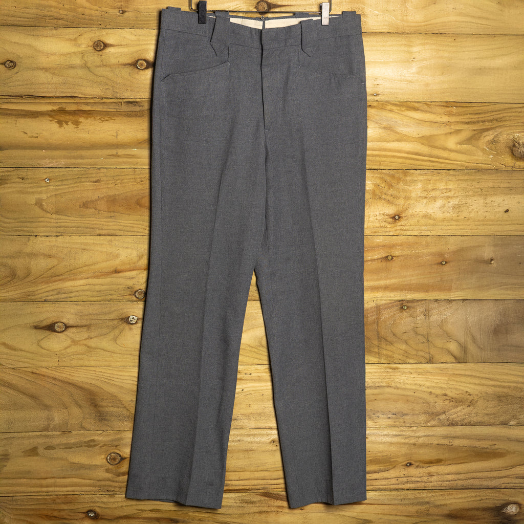 Vintage 1970s H Bar C California Ranchwear Grey Western Trousers - W35" x L33" - Rodeo Joe's Western Wear