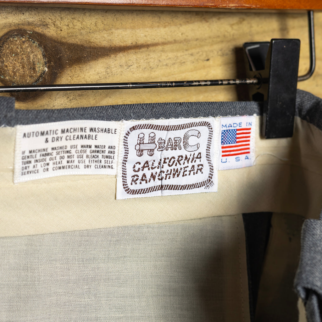 Vintage 1970s H Bar C California Ranchwear Grey Western Trousers - W35" x L33"