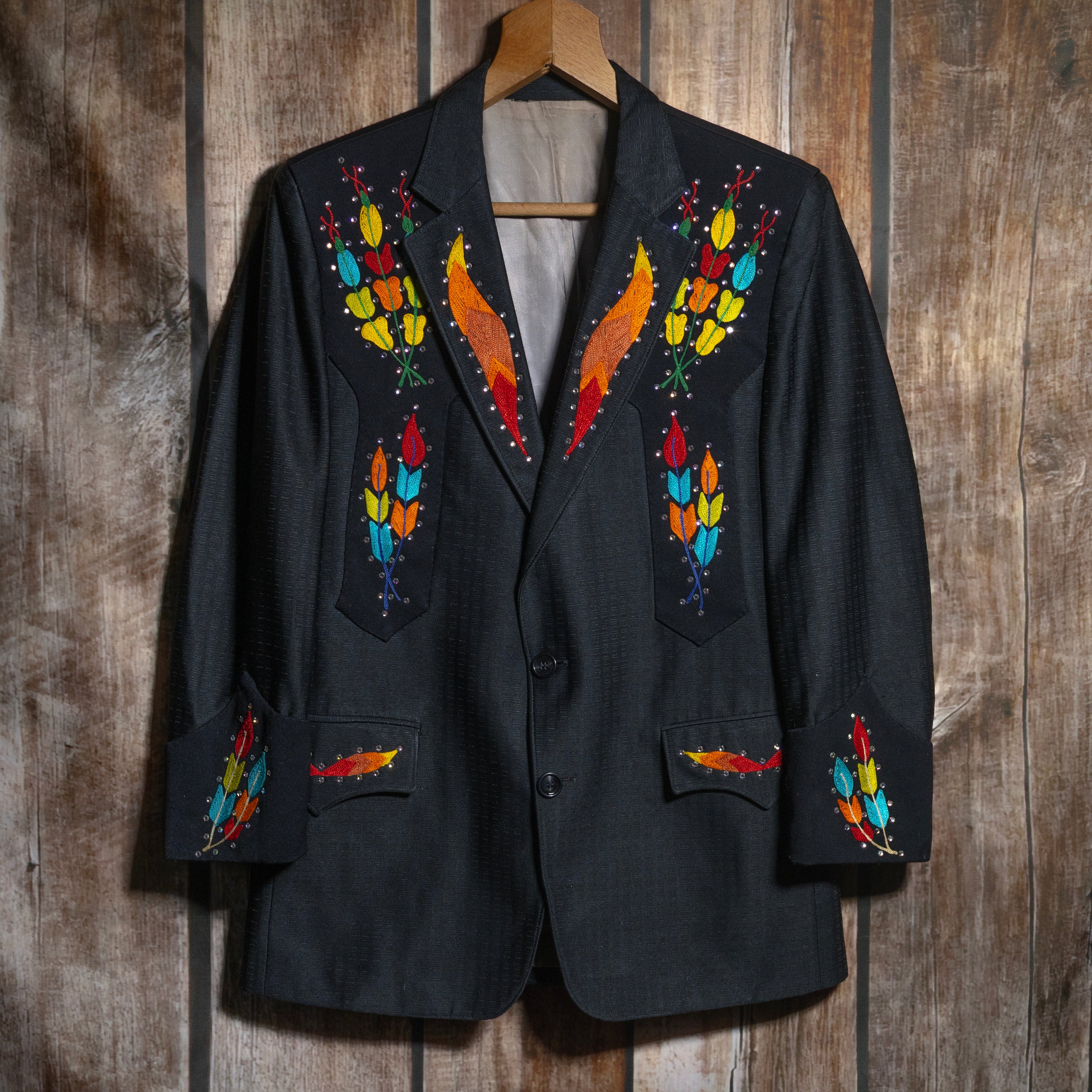 Vintage 1950s H Bar C California Ranchwear Embroidered Western Linen Ornate Jacket