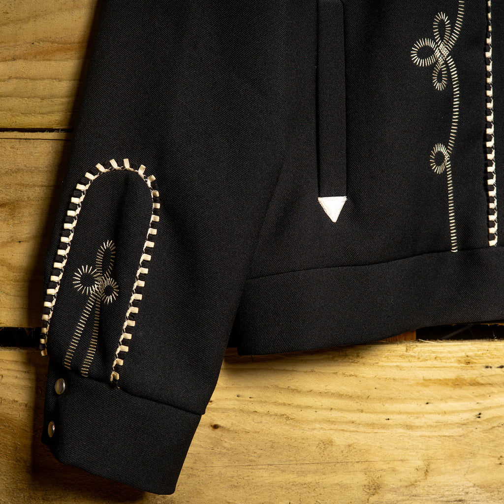 H Bar C California Ranchwear Black Gabardine Bolero Rodeo Jacket – L