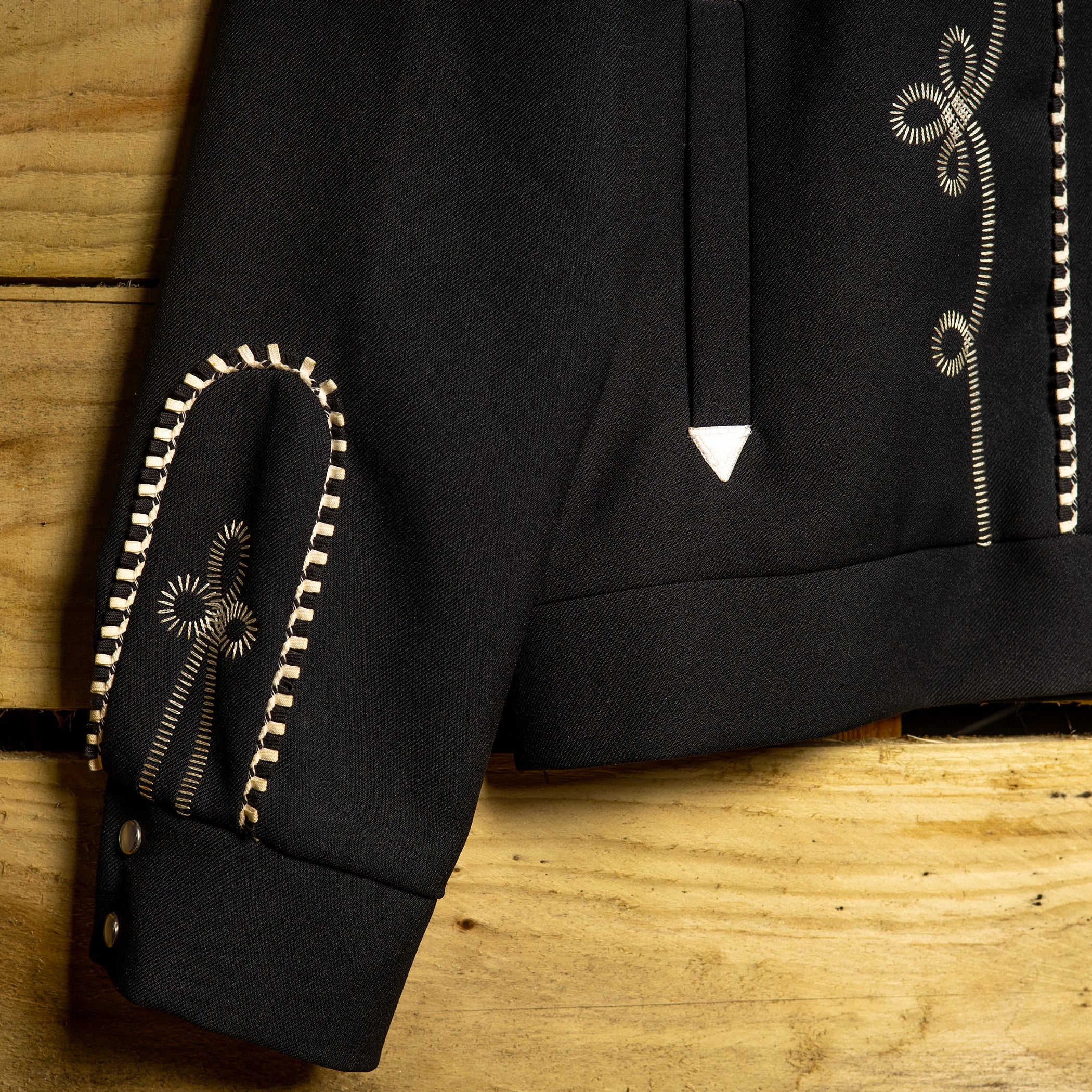 H Bar C California Ranchwear Black Gabardine Bolero Rodeo Jacket – L