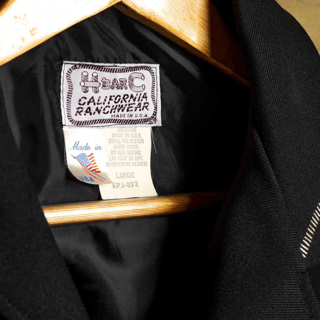 H Bar C California Ranchwear Black Gabardine Bolero Rodeo Jacket – L