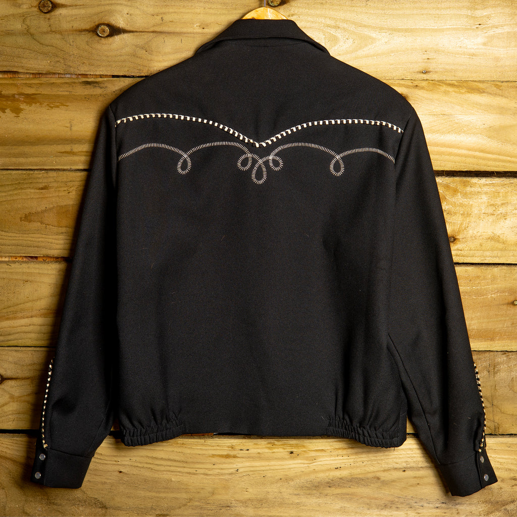 H Bar C California Ranchwear Black Gabardine Bolero Rodeo Jacket – L