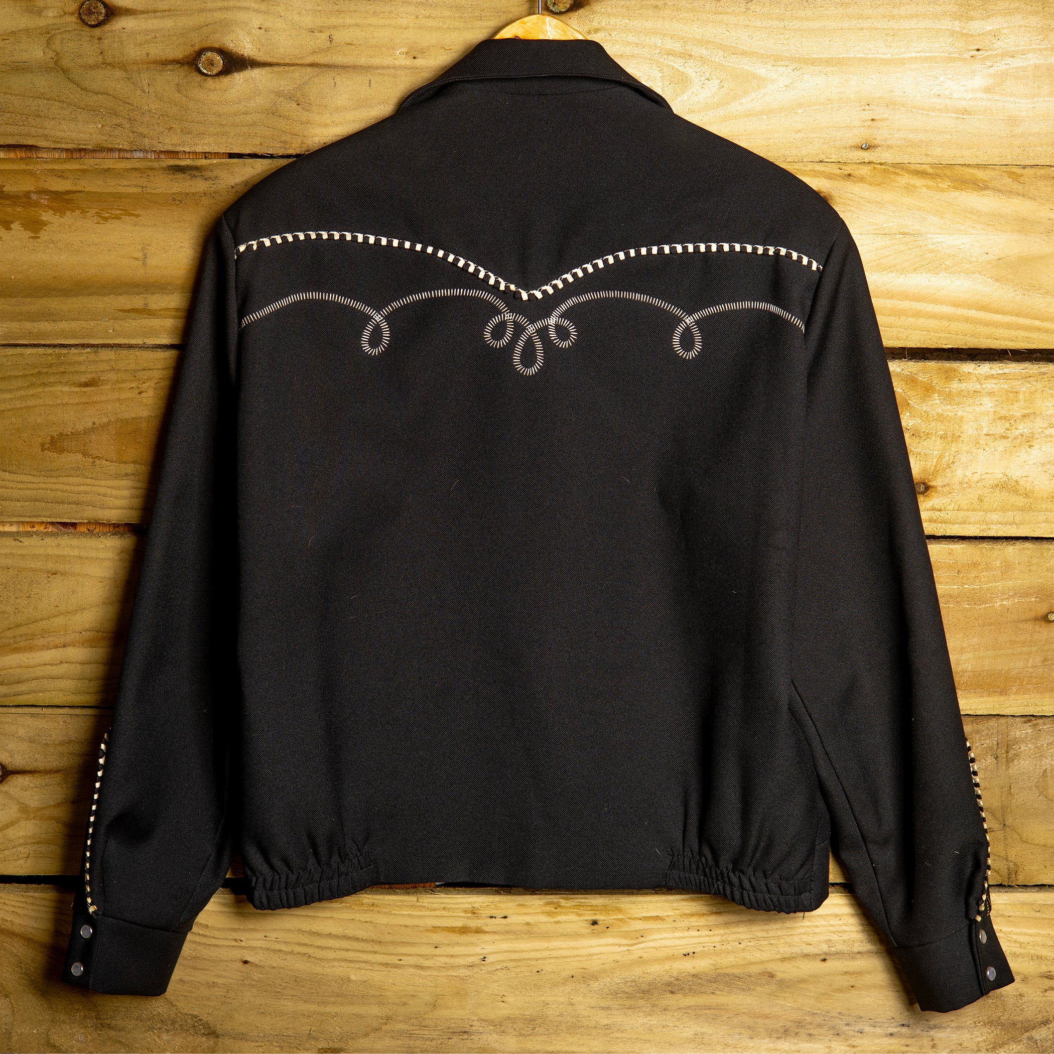 H Bar C California Ranchwear Black Gabardine Bolero Rodeo Jacket – L