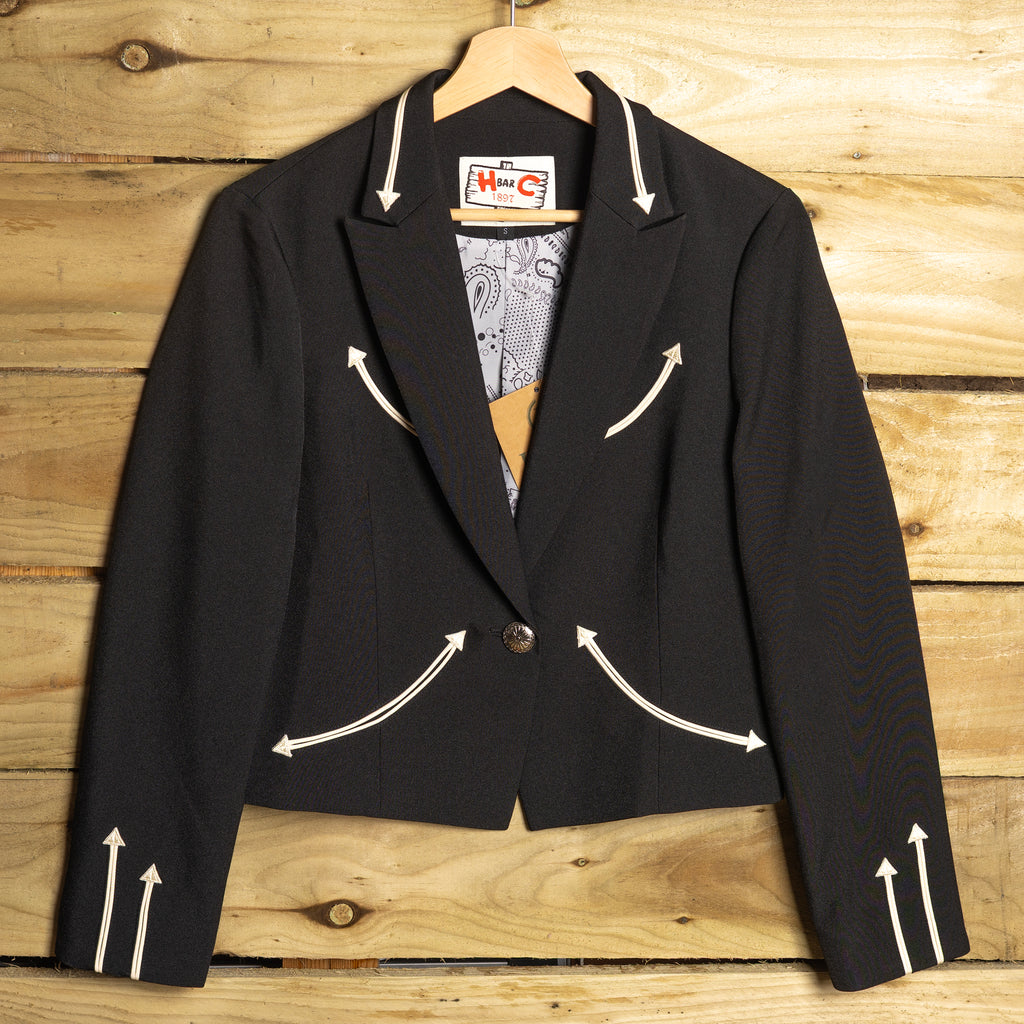 NWT H Bar C California Ranchwear Black Cowgirl Bolero Jacket – Smile Pockets, Size S