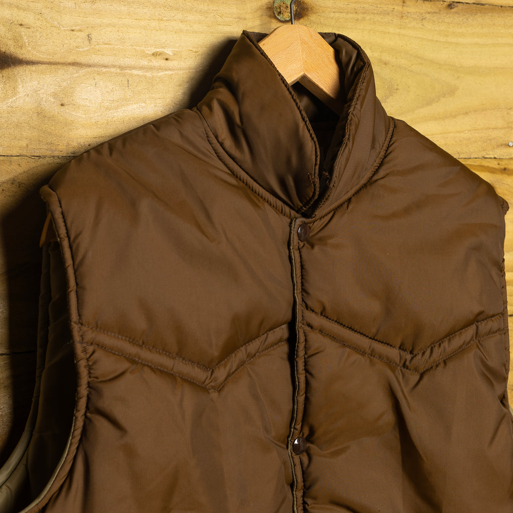 Vintage H Bar C California Ranchwear Long Brown Polar Fleece Vest - Snap Front - Size XL