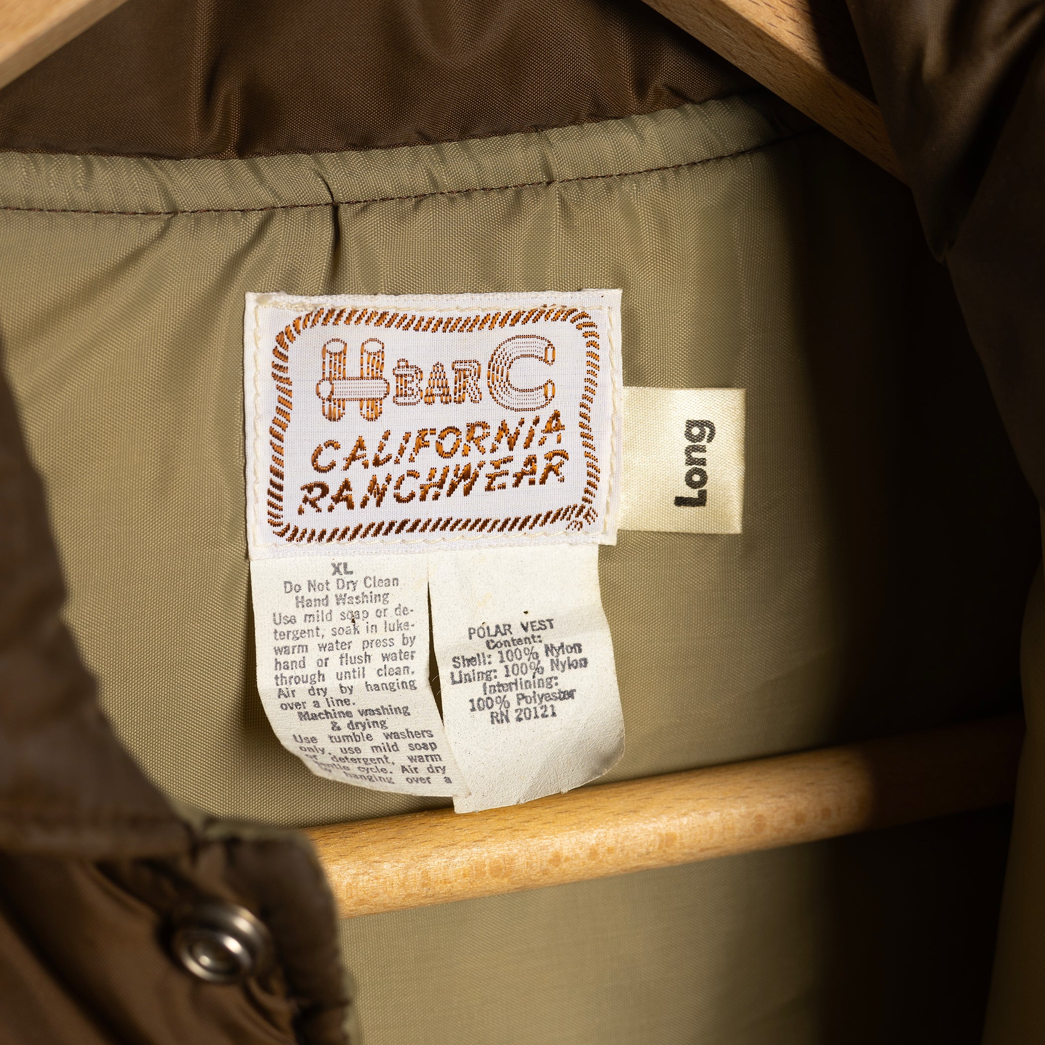 Vintage H Bar C California Ranchwear Long Brown Polar Vest XL