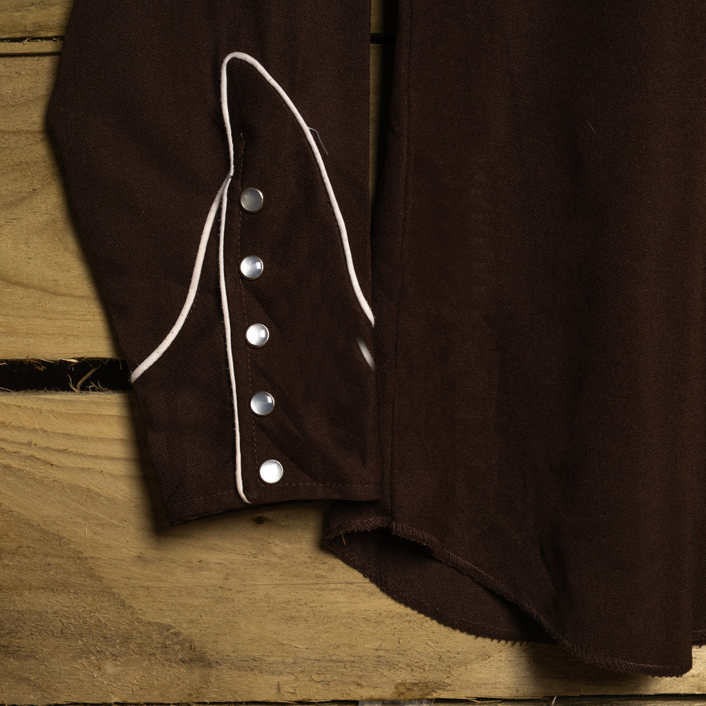 H Bar C Brown Floral Embroidered Pearl Snap Western Shirt – M