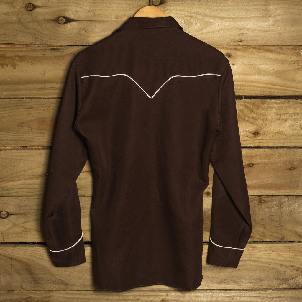 H Bar C Brown Floral Embroidered Pearl Snap Western Shirt – M