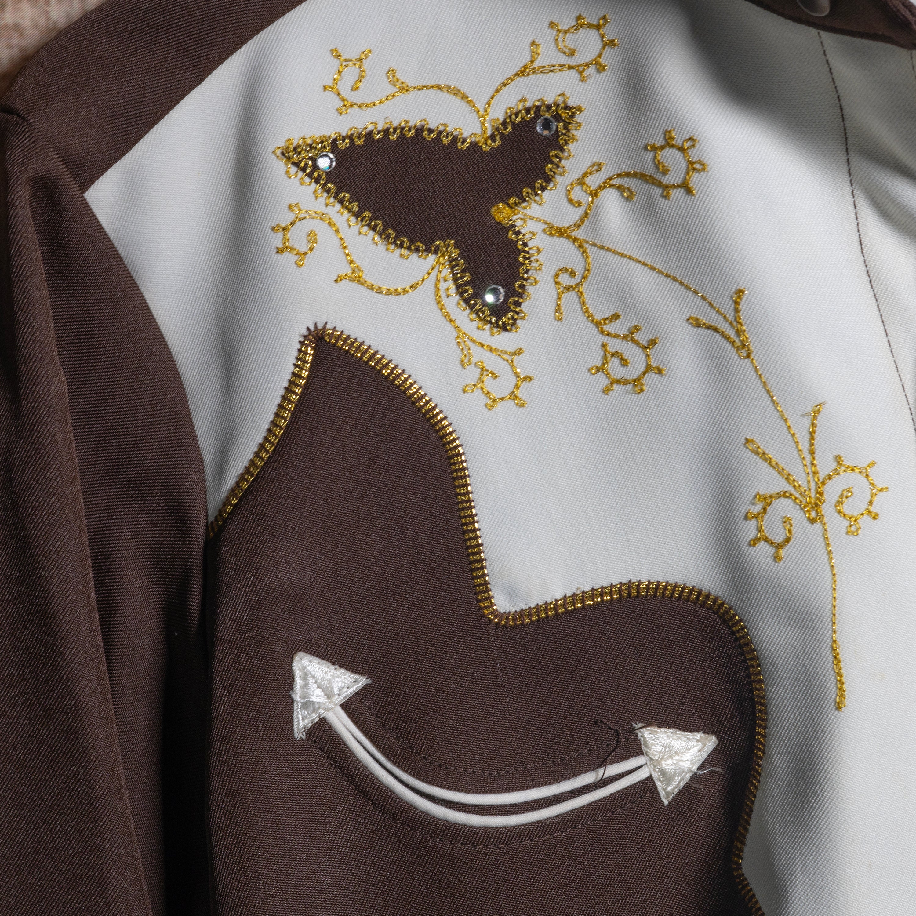 1970s Vintage H Bar C California Ranchwear Brown Embroidered Western Shirt