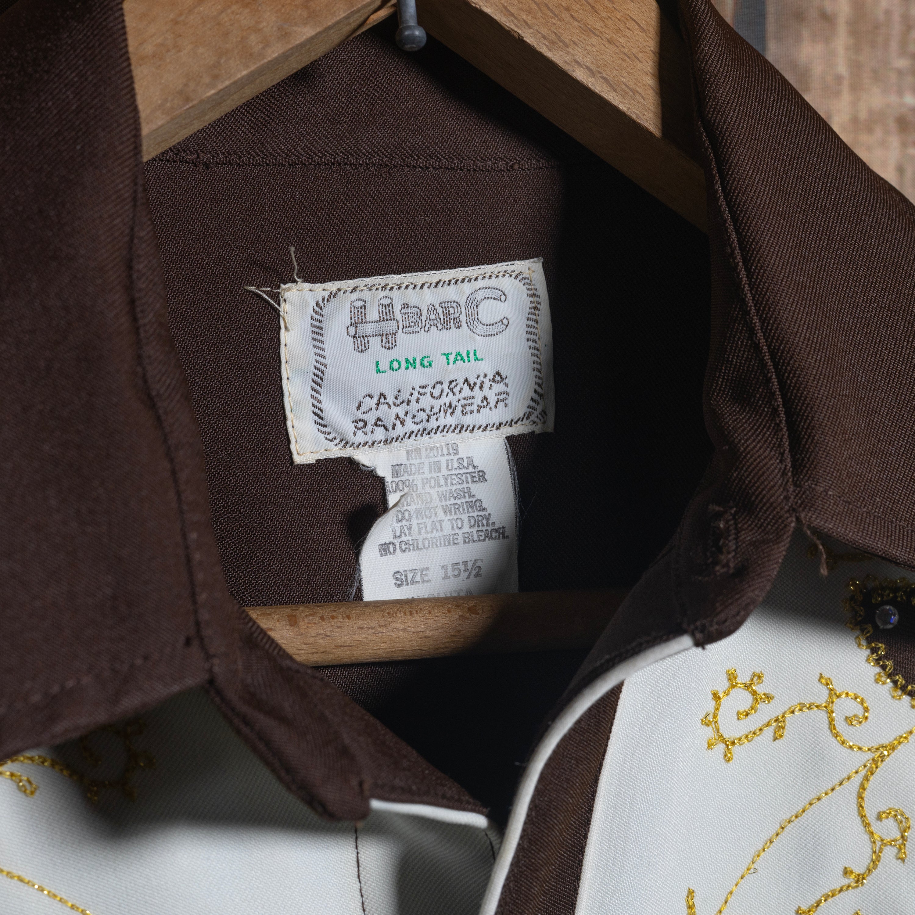 1970s Vintage H Bar C California Ranchwear Brown Embroidered Western Shirt