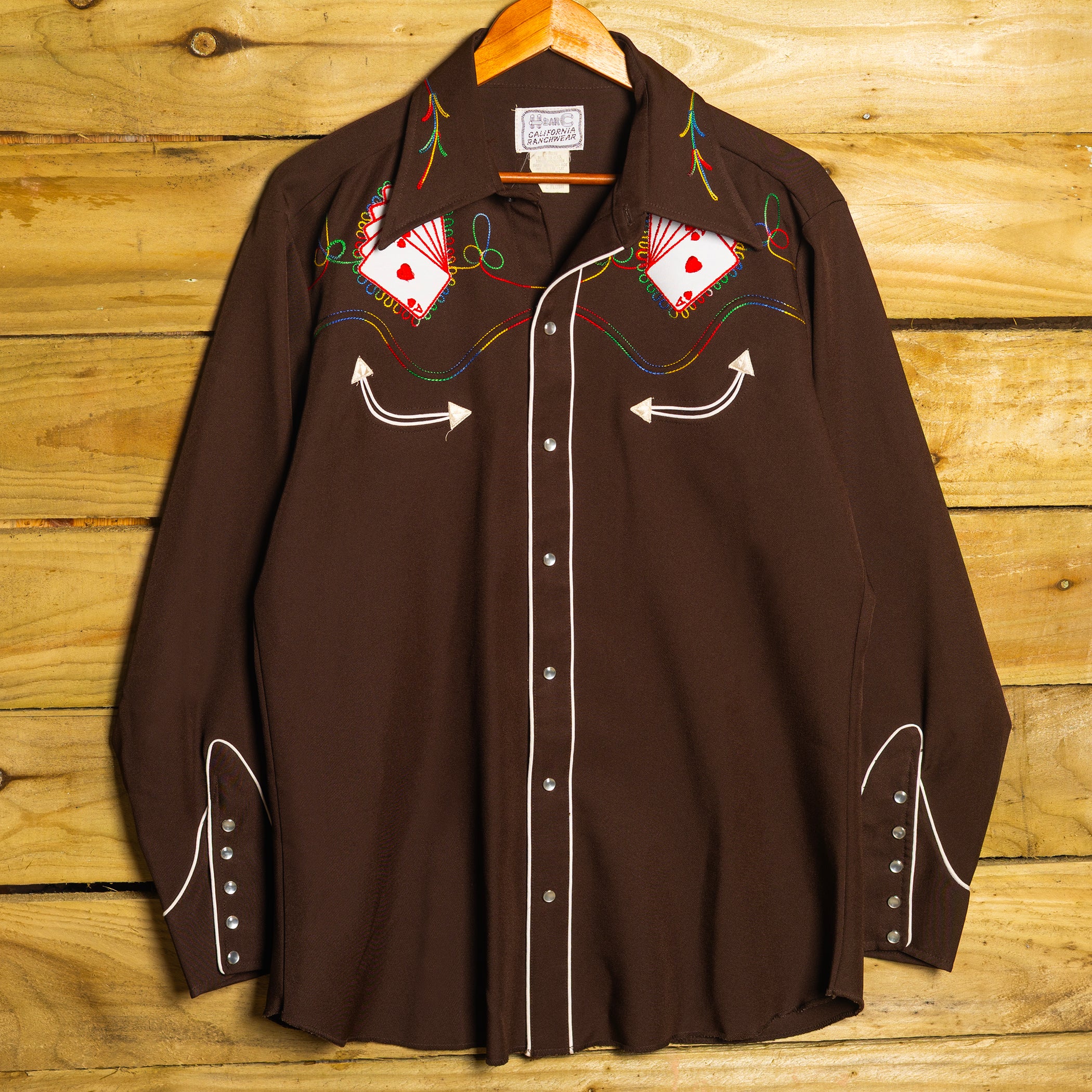 H Bar C California Ranchwear Brown Royal Flush Pearl Snap Western Shirt – 1970s Vintage L