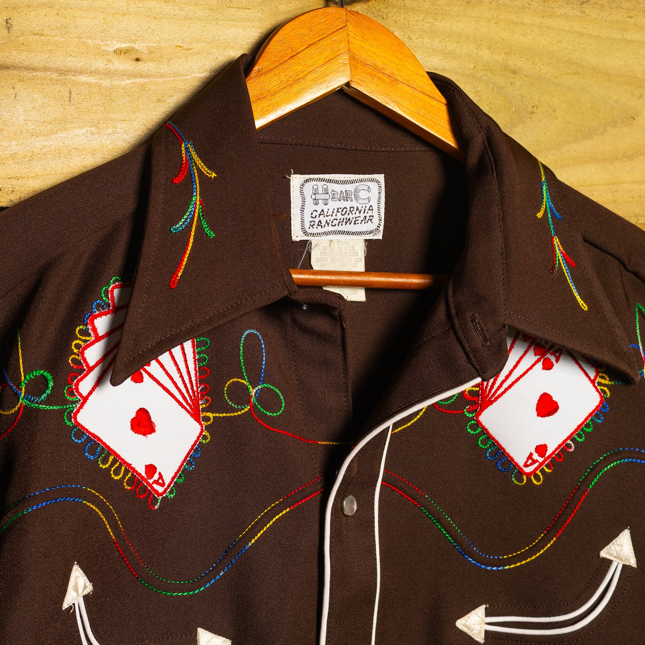 H Bar C California Ranchwear Brown Royal Flush Pearl Snap Western Shirt – 1970s Vintage L