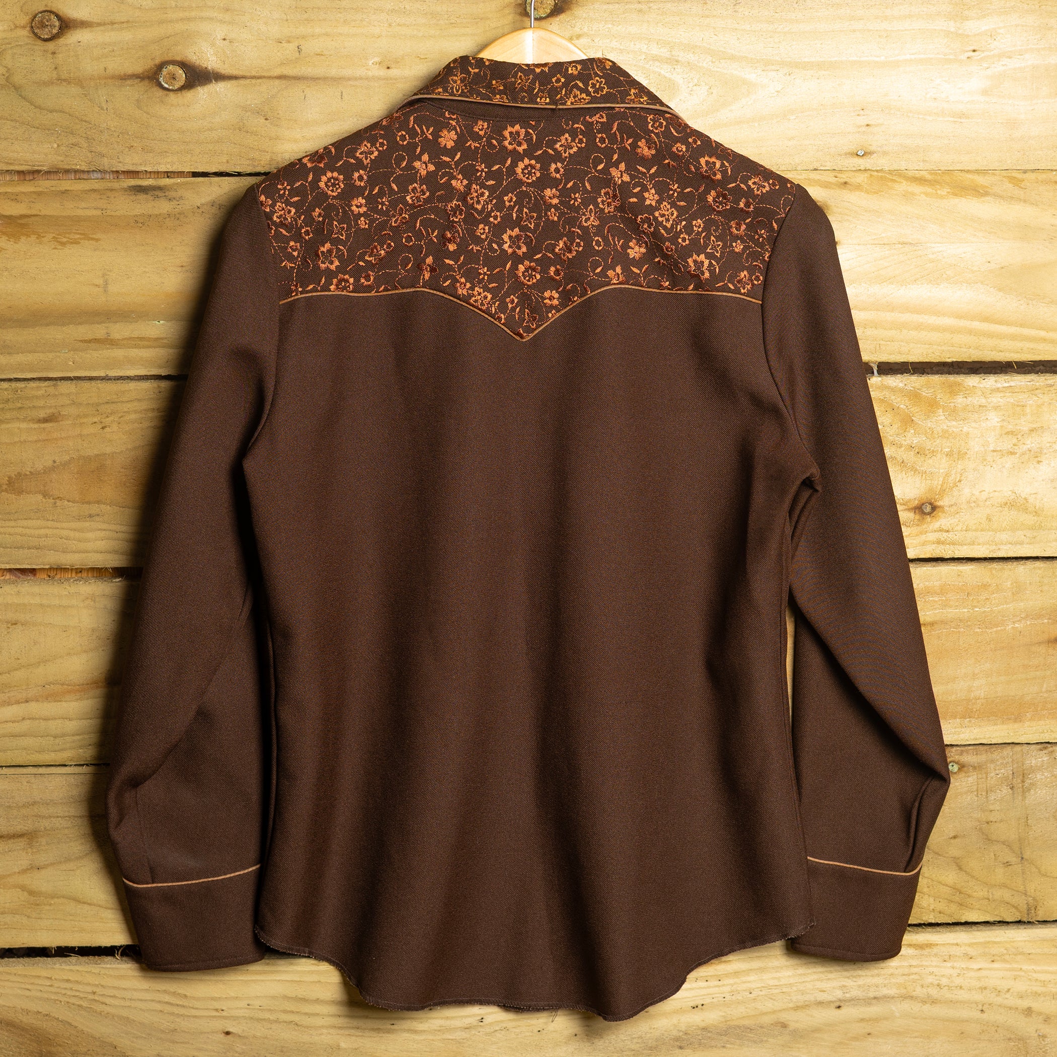 Vintage H Bar C California Ranchwear Brown Floral Embroidered Cowgirl Shirt — M