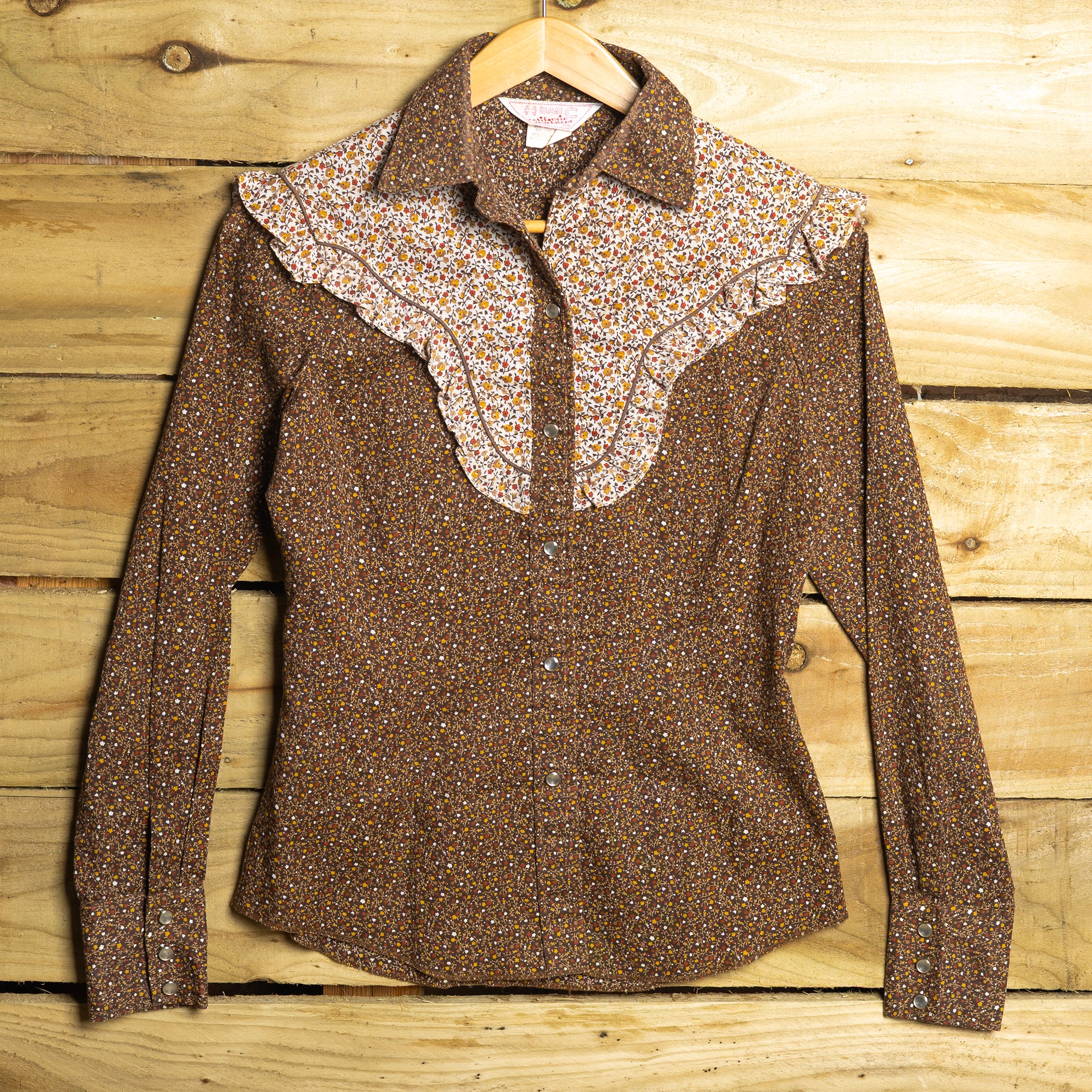 H Bar C California Ranchwear Floral Pearl Snap Western Shirt – Size S (8-10)
