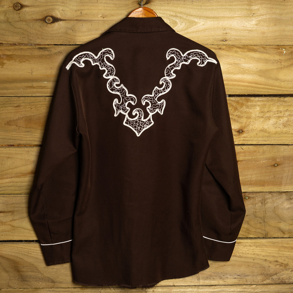Vintage H Bar C California Ranchwear Embroidered Brown Western Shirt M