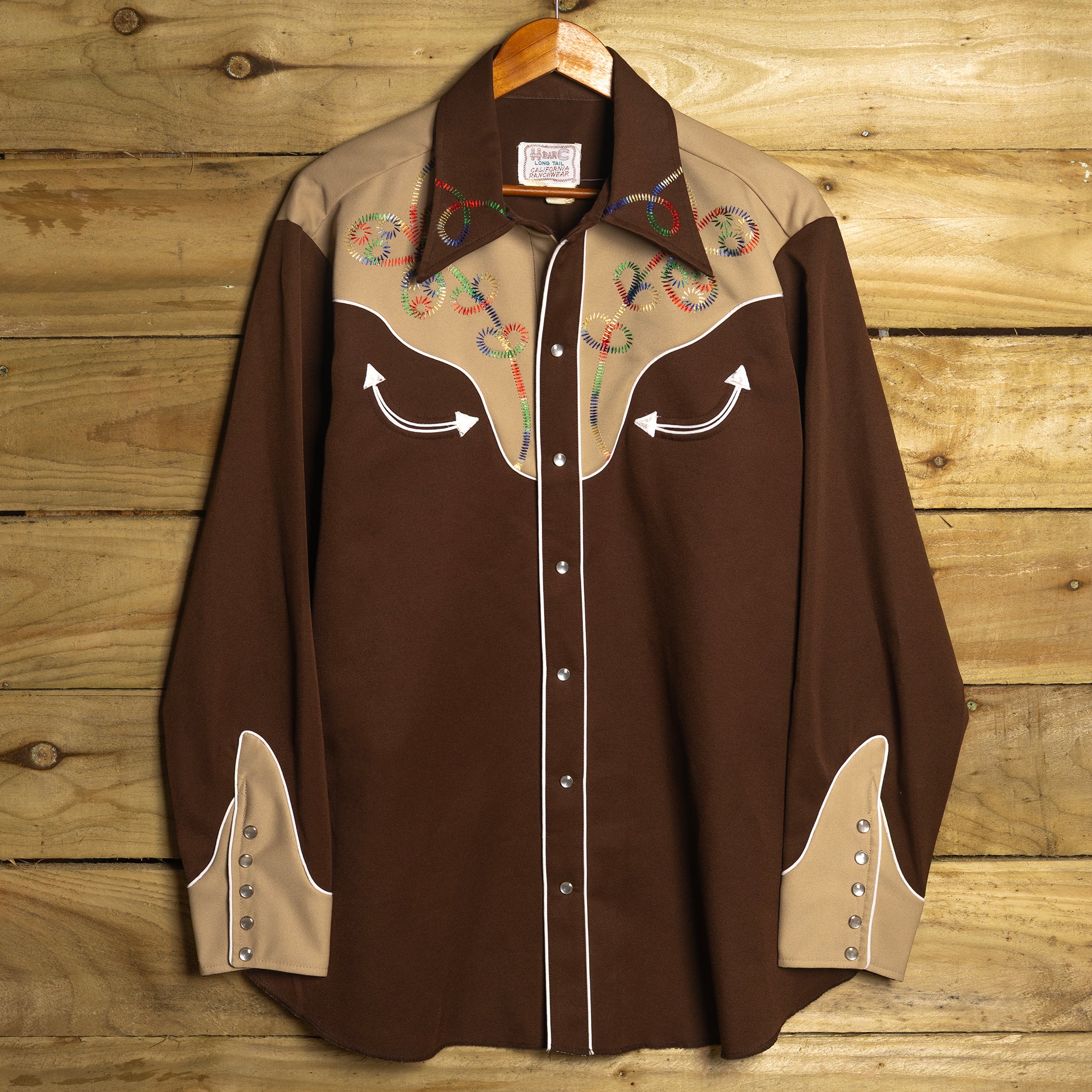 1960s Vintage H Bar C Embroidered Western Shirt with Pearl Snaps