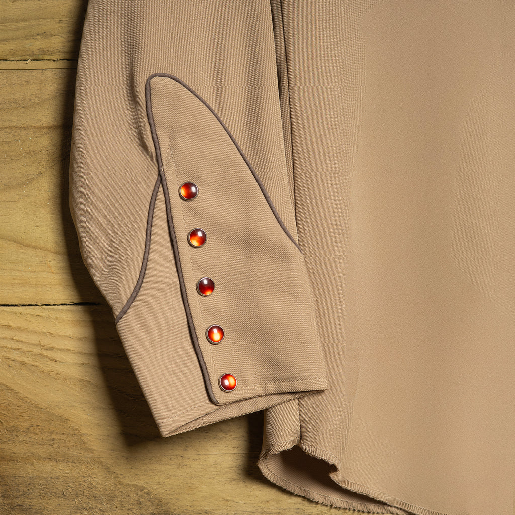 Vintage H Bar C California Ranchwear Brown Embroidered Western Shirt - Pearl Snaps - Size M