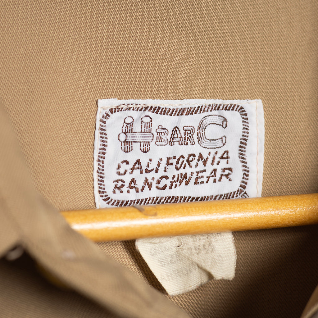 Vintage H Bar C California Ranchwear Brown Embroidered Western Shirt - Pearl Snaps - Size M