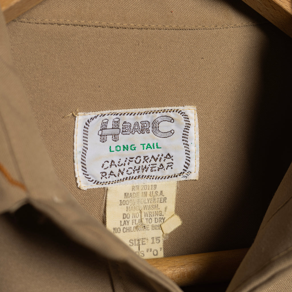 1960s/70s H Bar C California Ranchwear Beige & Orange Taos Western Shirt - Pearl Snaps - Size M