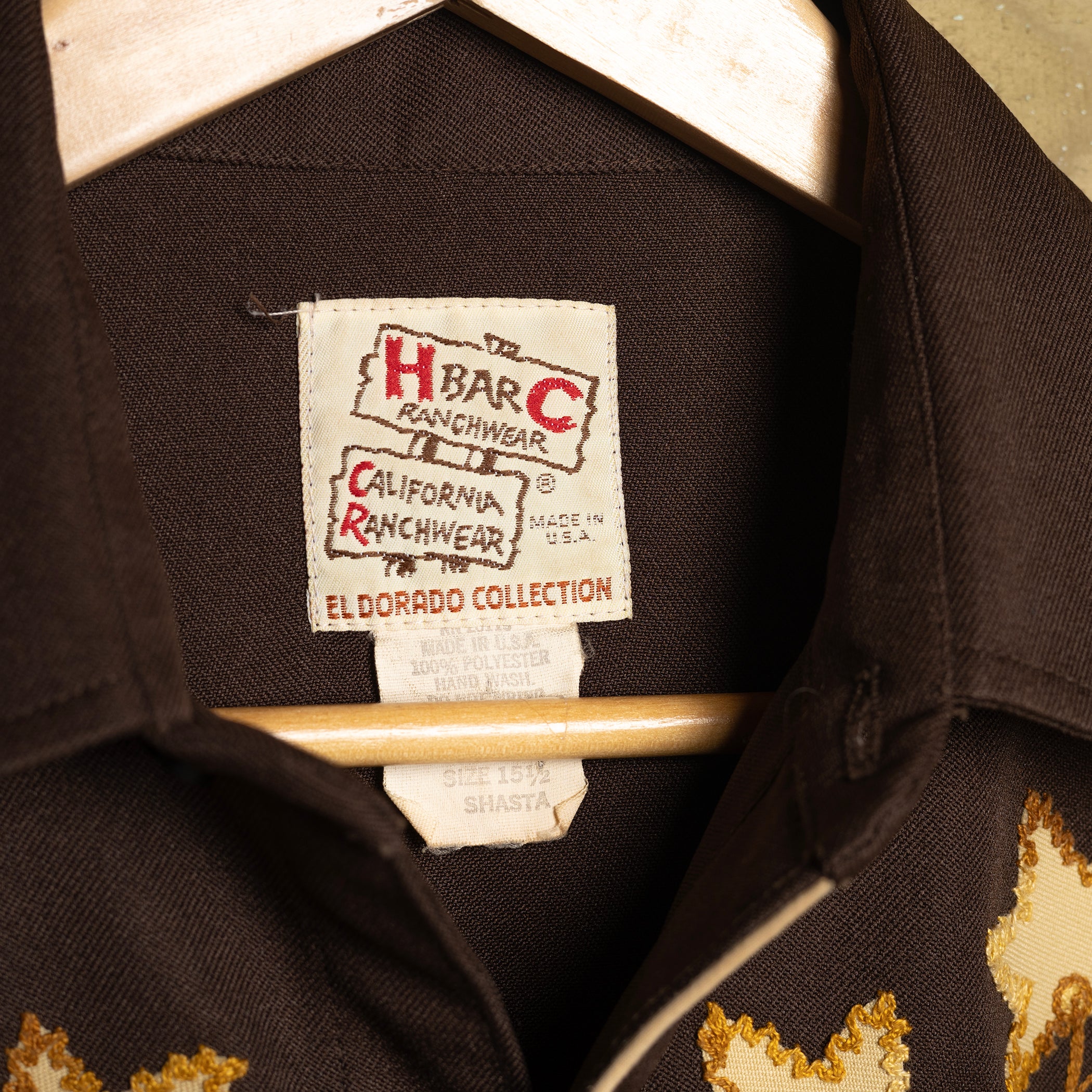 1970s Vintage H Bar C Embroidered Brown Womans Western Shirt L 16-18