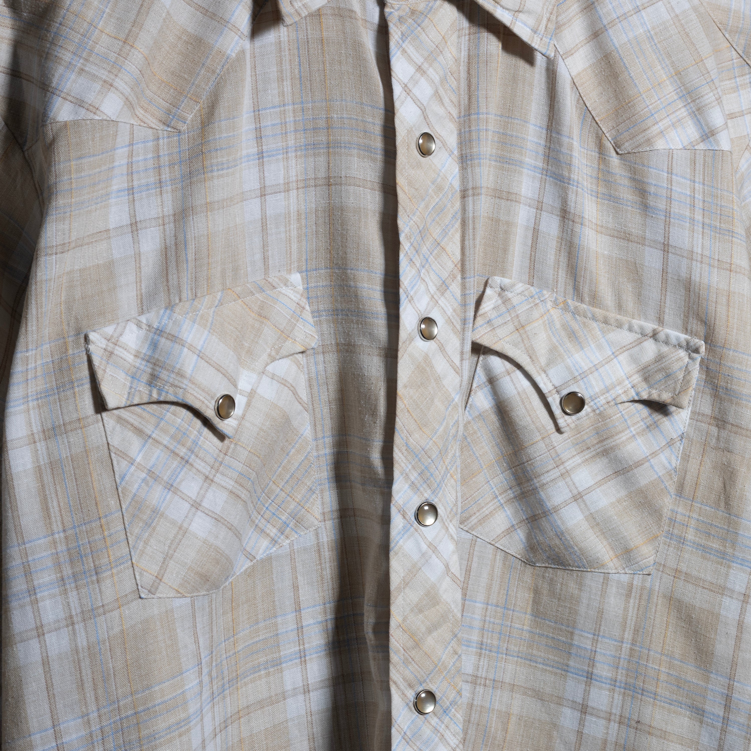 Vintage H Bar C Californai Ranchwear Plaid Cream Western Shirt XL