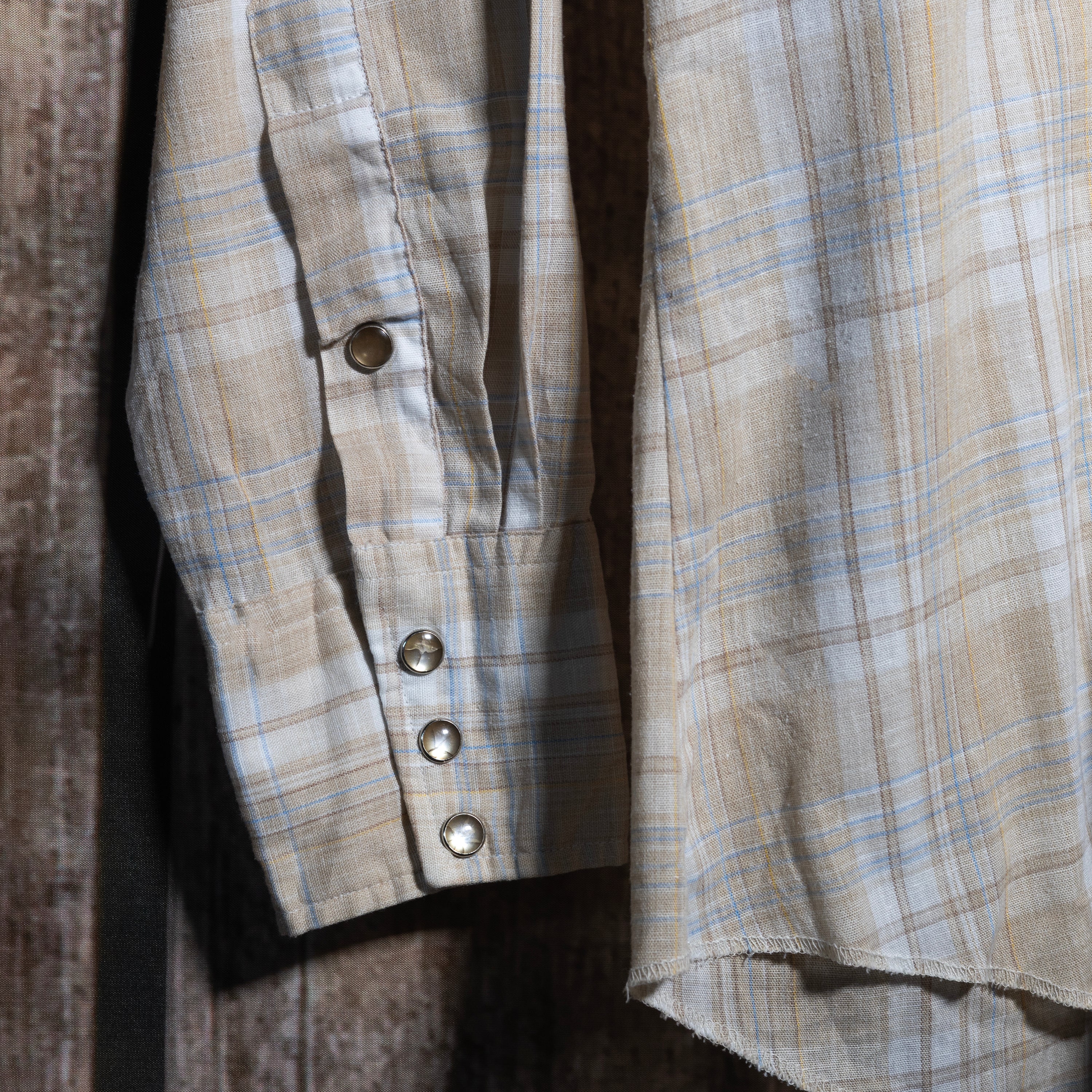 Vintage H Bar C Californai Ranchwear Plaid Cream Western Shirt XL
