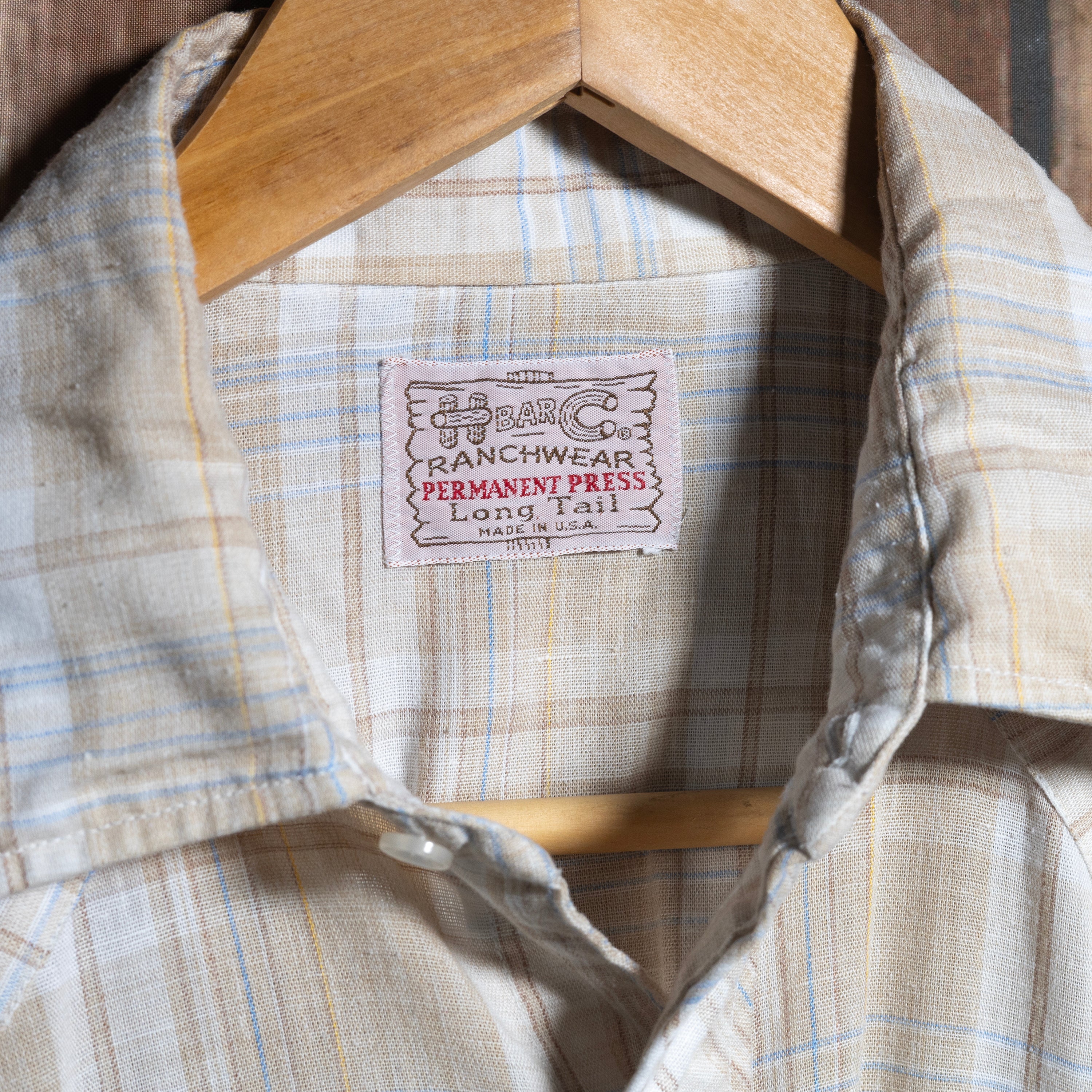 Vintage H Bar C Californai Ranchwear Plaid Cream Western Shirt XL