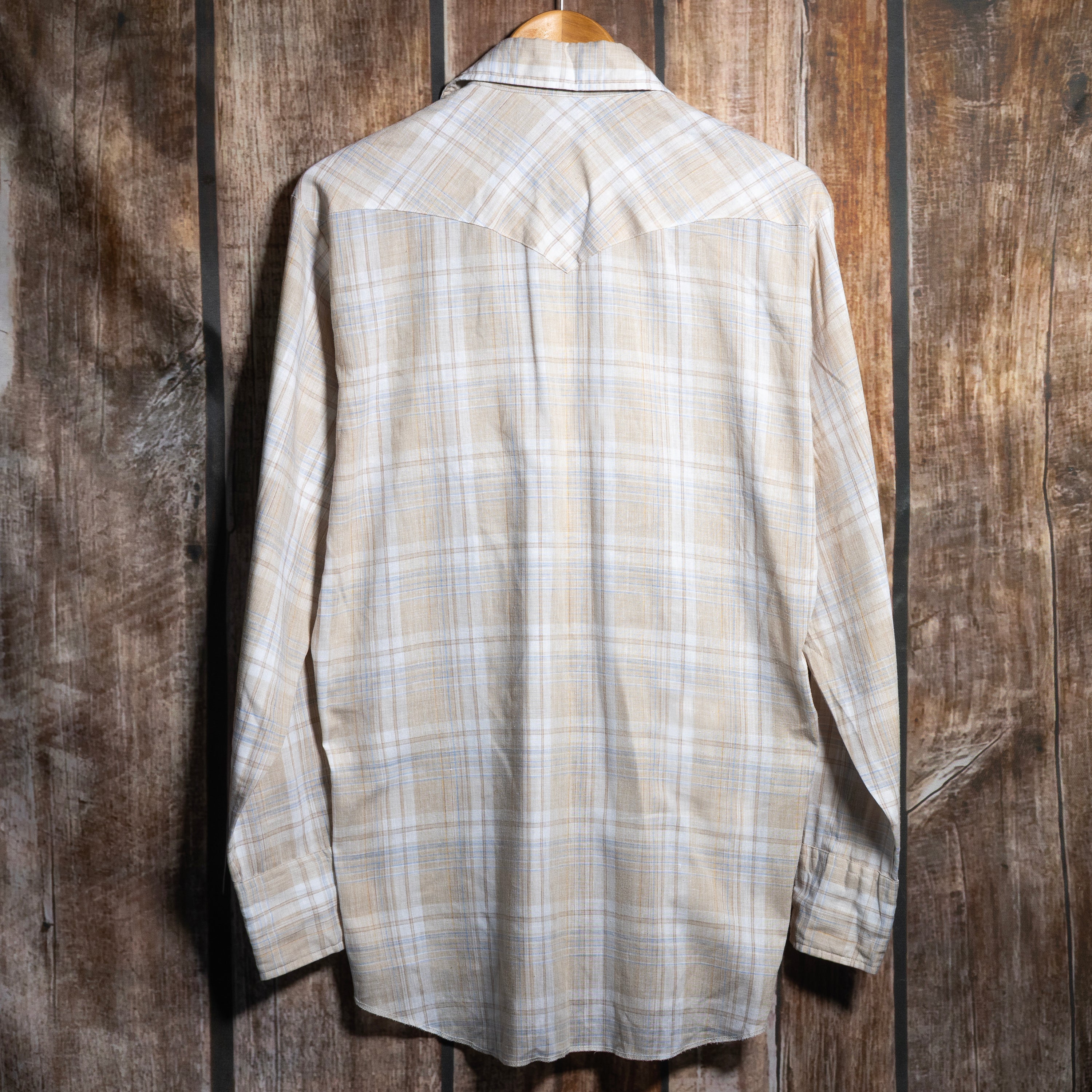 Vintage H Bar C Californai Ranchwear Plaid Cream Western Shirt XL
