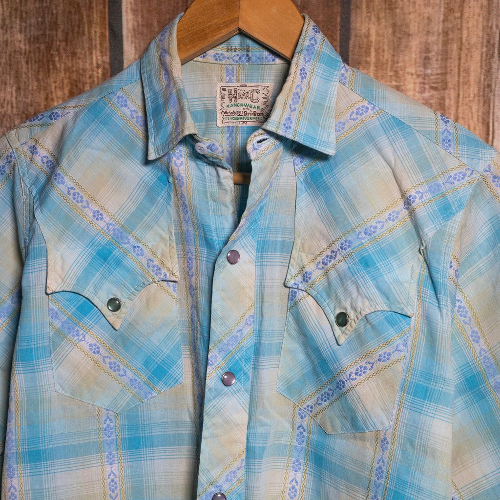 Vintage H Bar C California Ranchwear Check Dan River Fabric Western Shirt