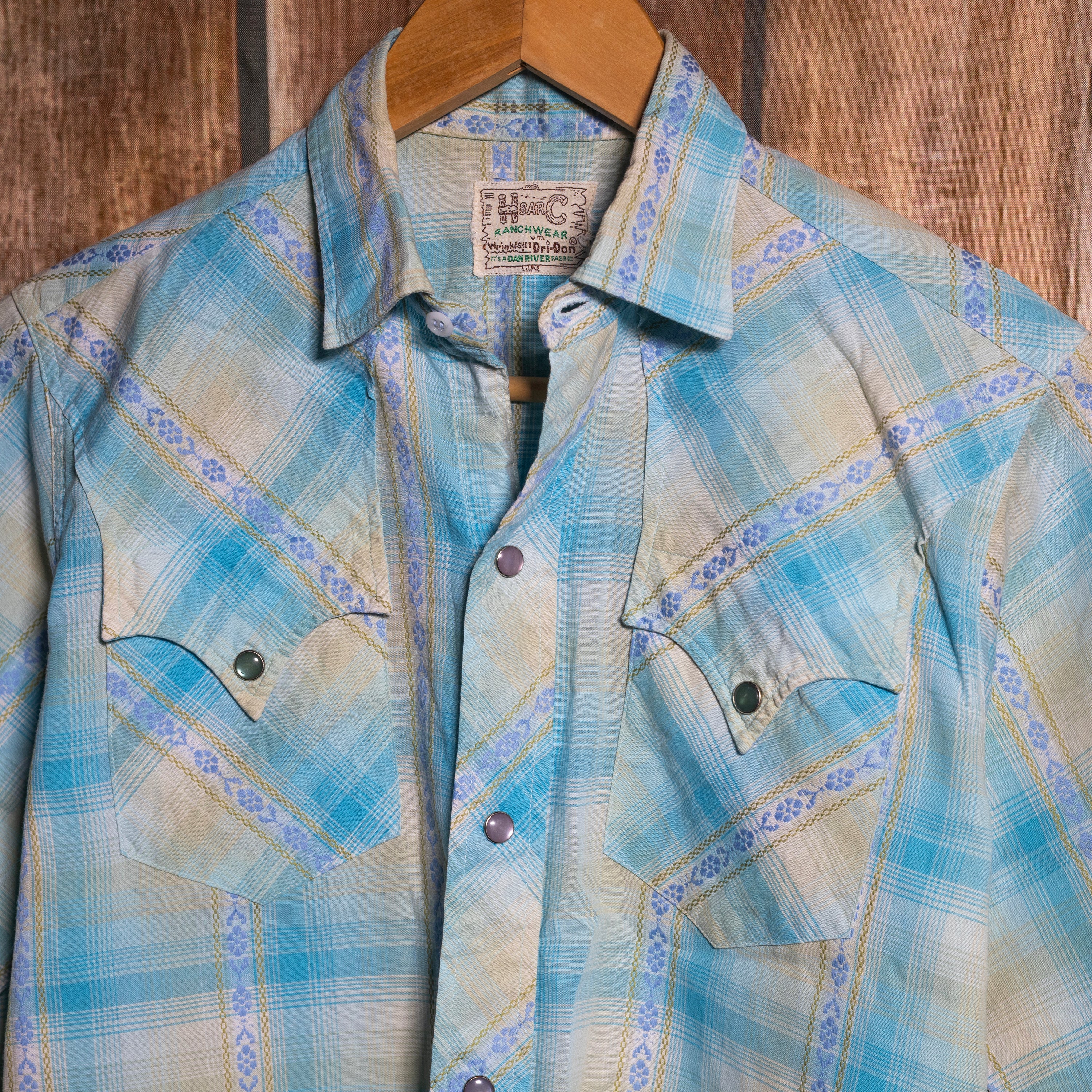 Vintage H Bar C California Ranchwear Check Dan River Fabric Western Shirt