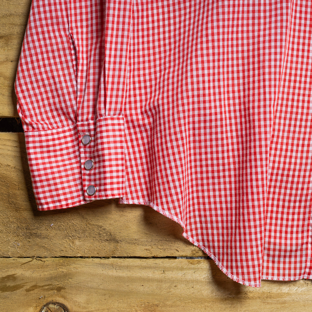 1960s Vintage H Bar C California Ranchwear Red & White Gingham Pearl Snap Western Shirt – Size XXL