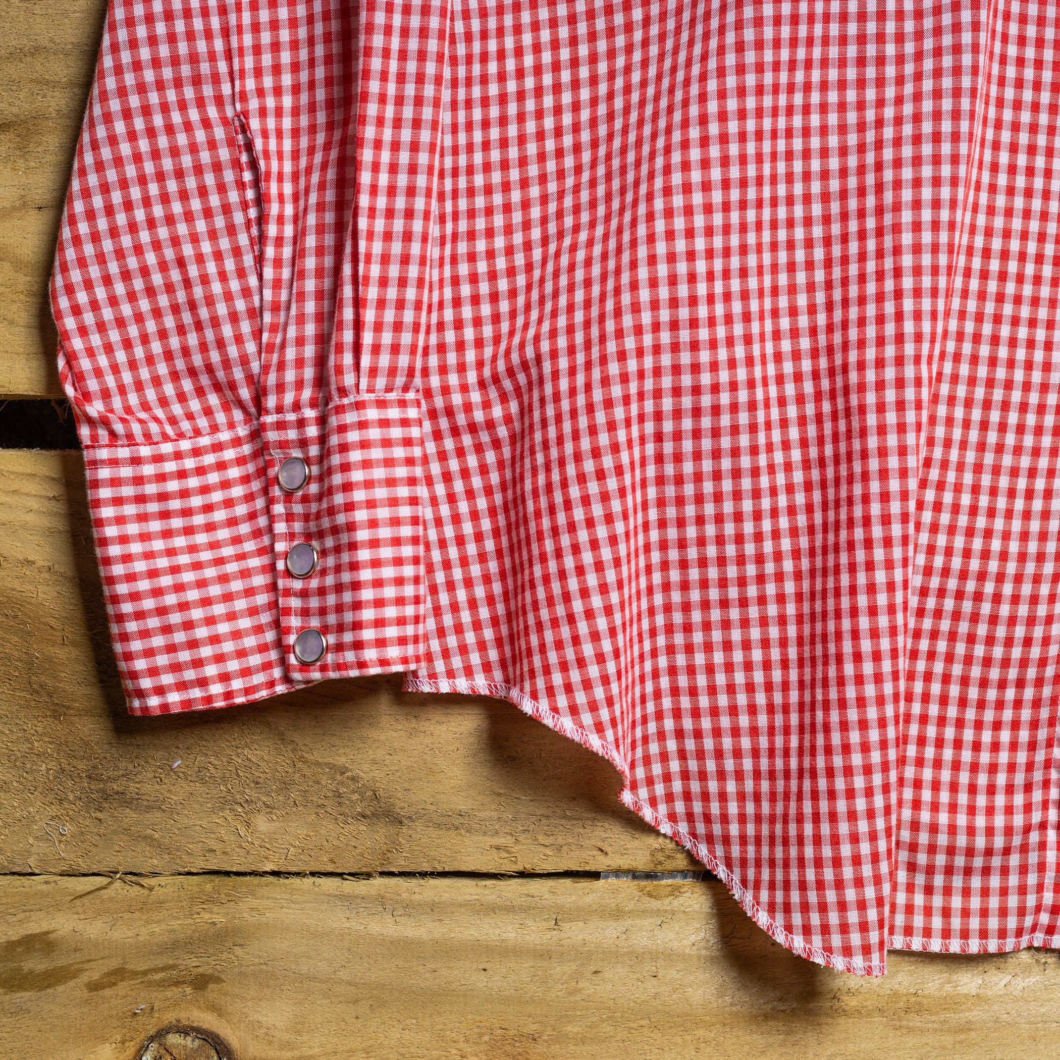 1960s Vintage H Bar C California Ranchwear Red & White Gingham Pearl Snap Western Shirt – Size XXL