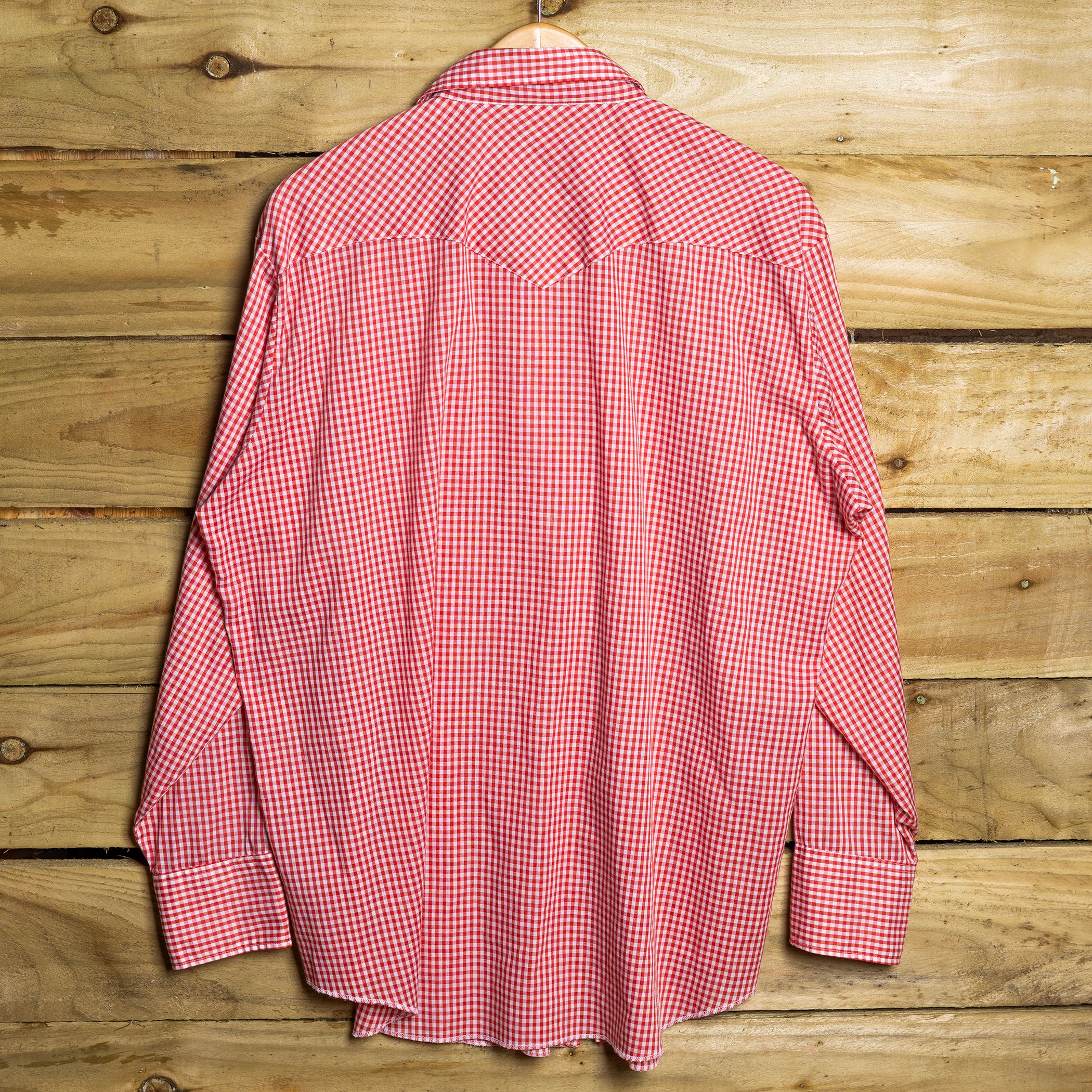 1960s Vintage H Bar C California Ranchwear Red & White Gingham Pearl Snap Western Shirt – Size XXL