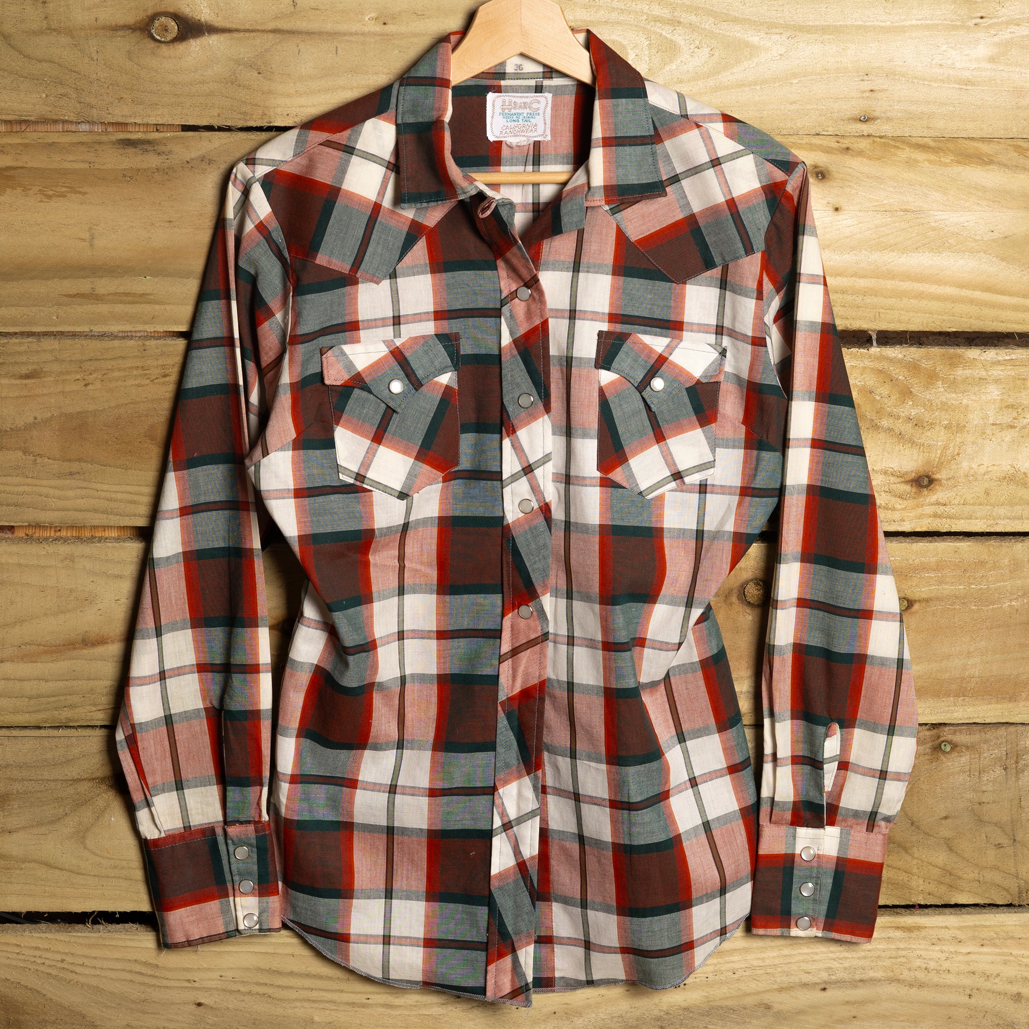 Vintage H Bar C California Ranchwear Plaid Cowgirl Shirt – Pearl Snaps, Size 10-12
