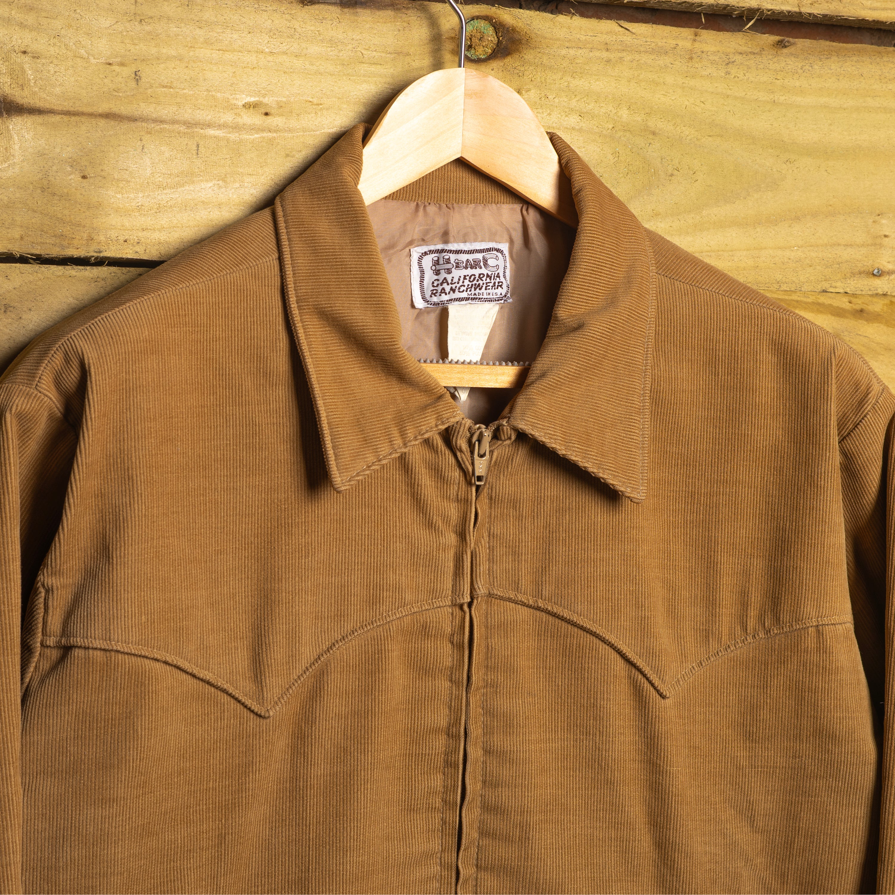 H Bar C California Ranchwear Vintage Beige Corduroy Zip-Up Western Jacket – Smile Pockets – L