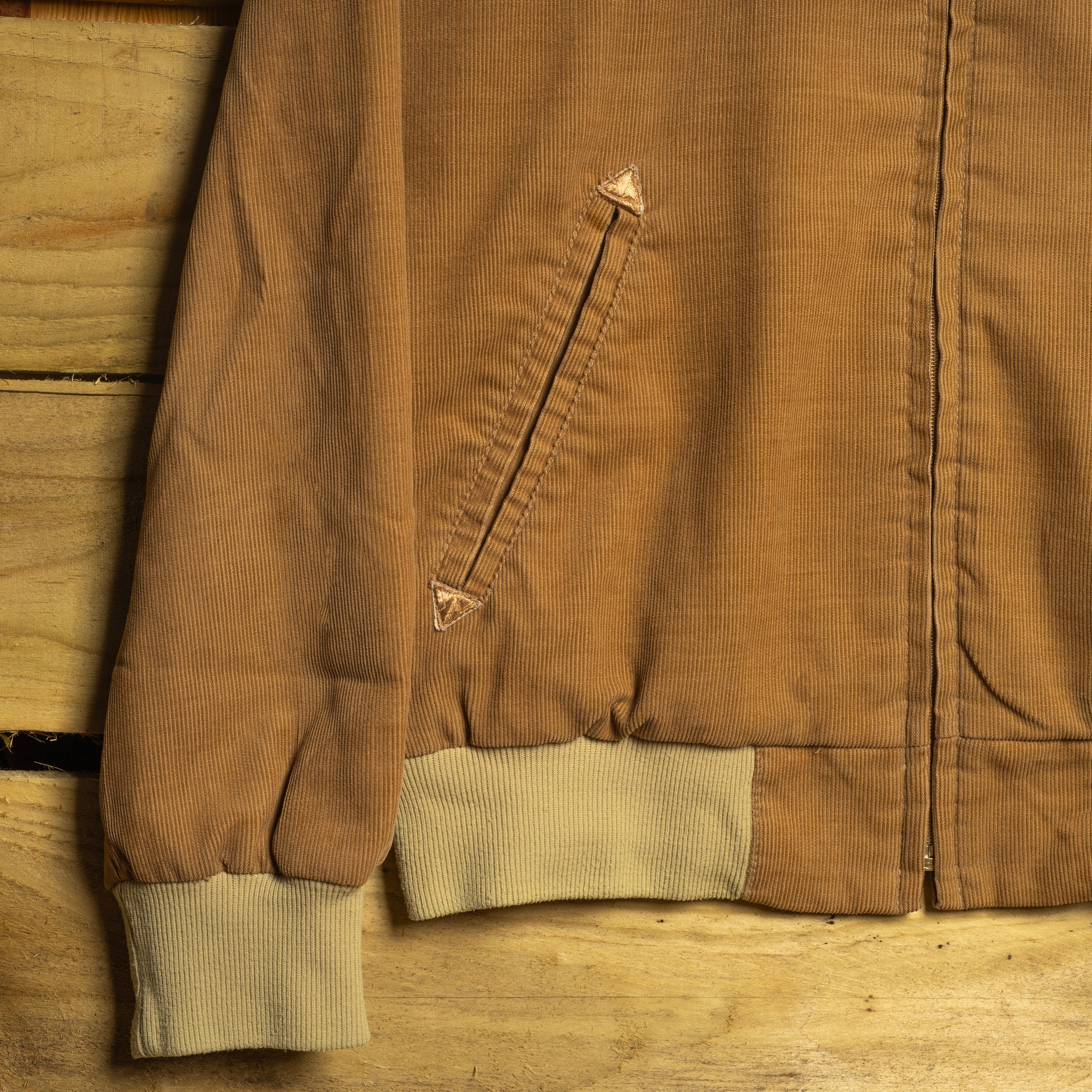 H Bar C California Ranchwear Vintage Beige Corduroy Zip-Up Western Jacket – Smile Pockets – L